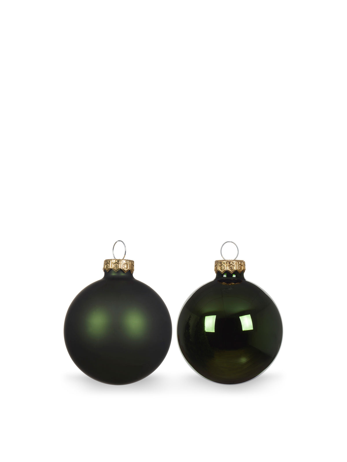 Shiny & Matt Glass Baubles Set Of 12 - Pine Green