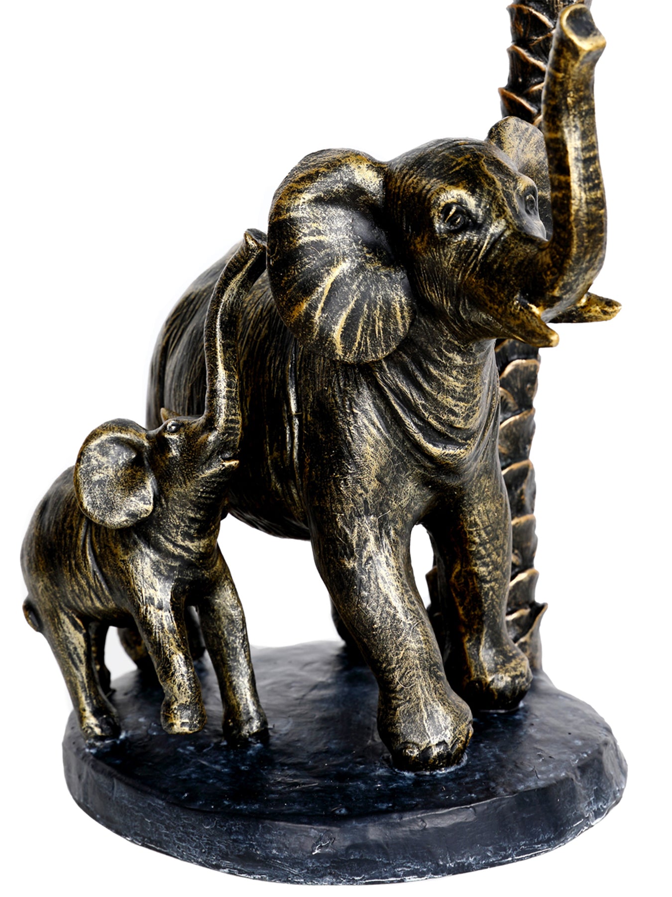 Palm Candle Stick with Elephants Gold