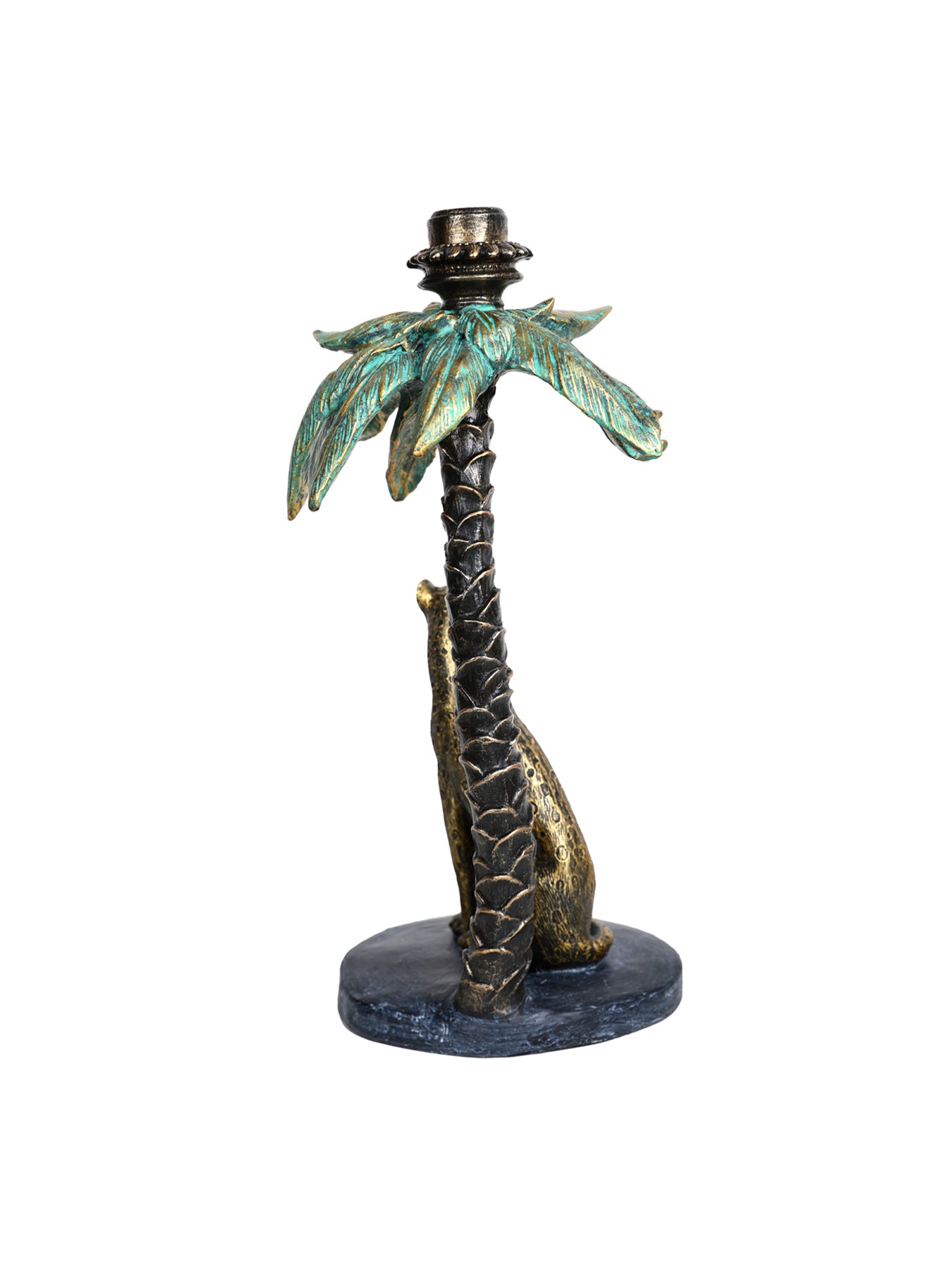 Palm Candle Stick with Leopard Gold