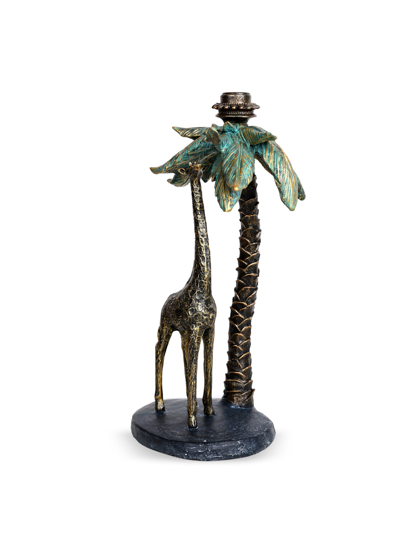 Palm Candle Stick with Giraffe Gold