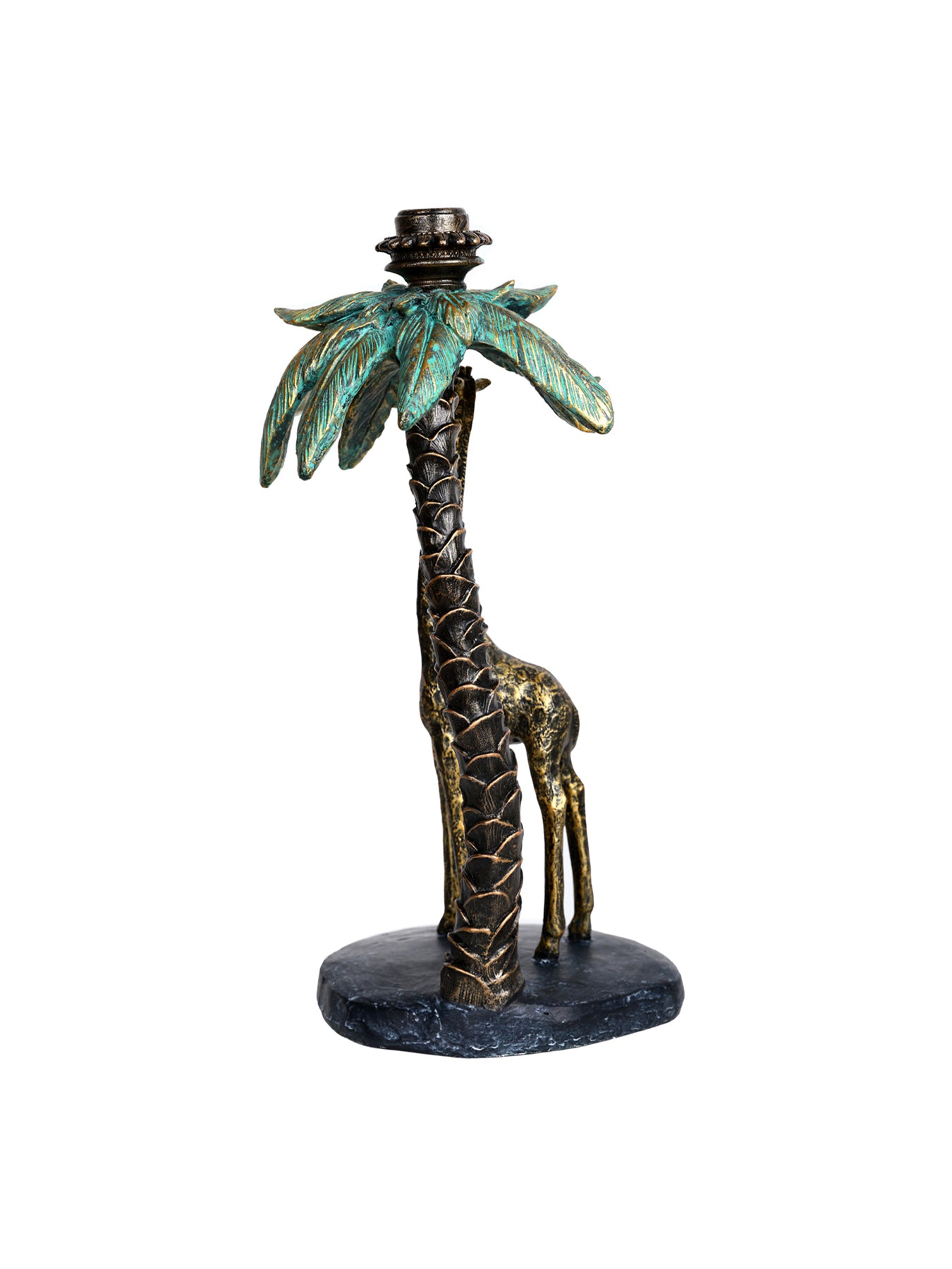 Palm Candle Stick with Giraffe Gold