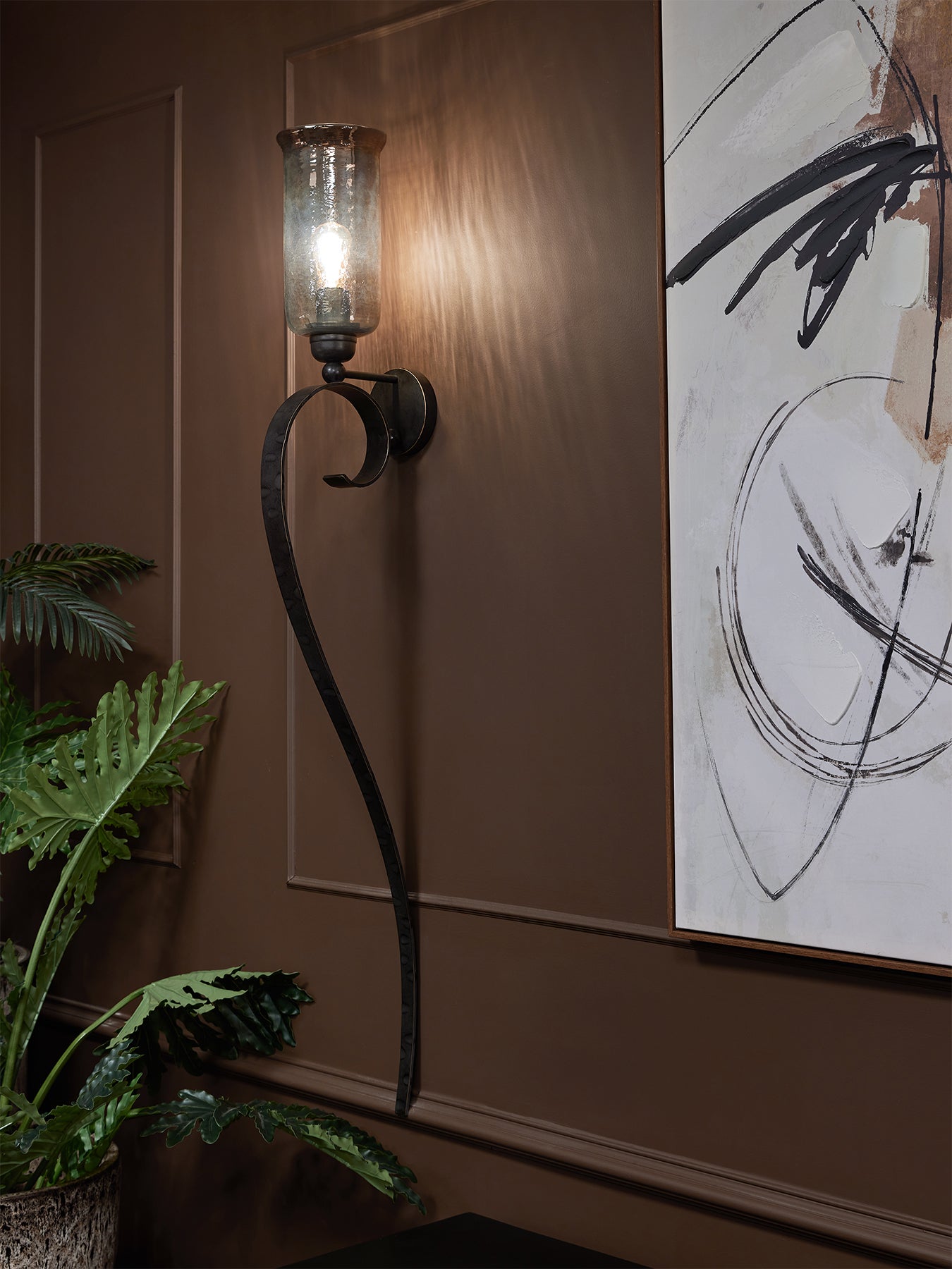 Timmins Scroll Wall Light Brown