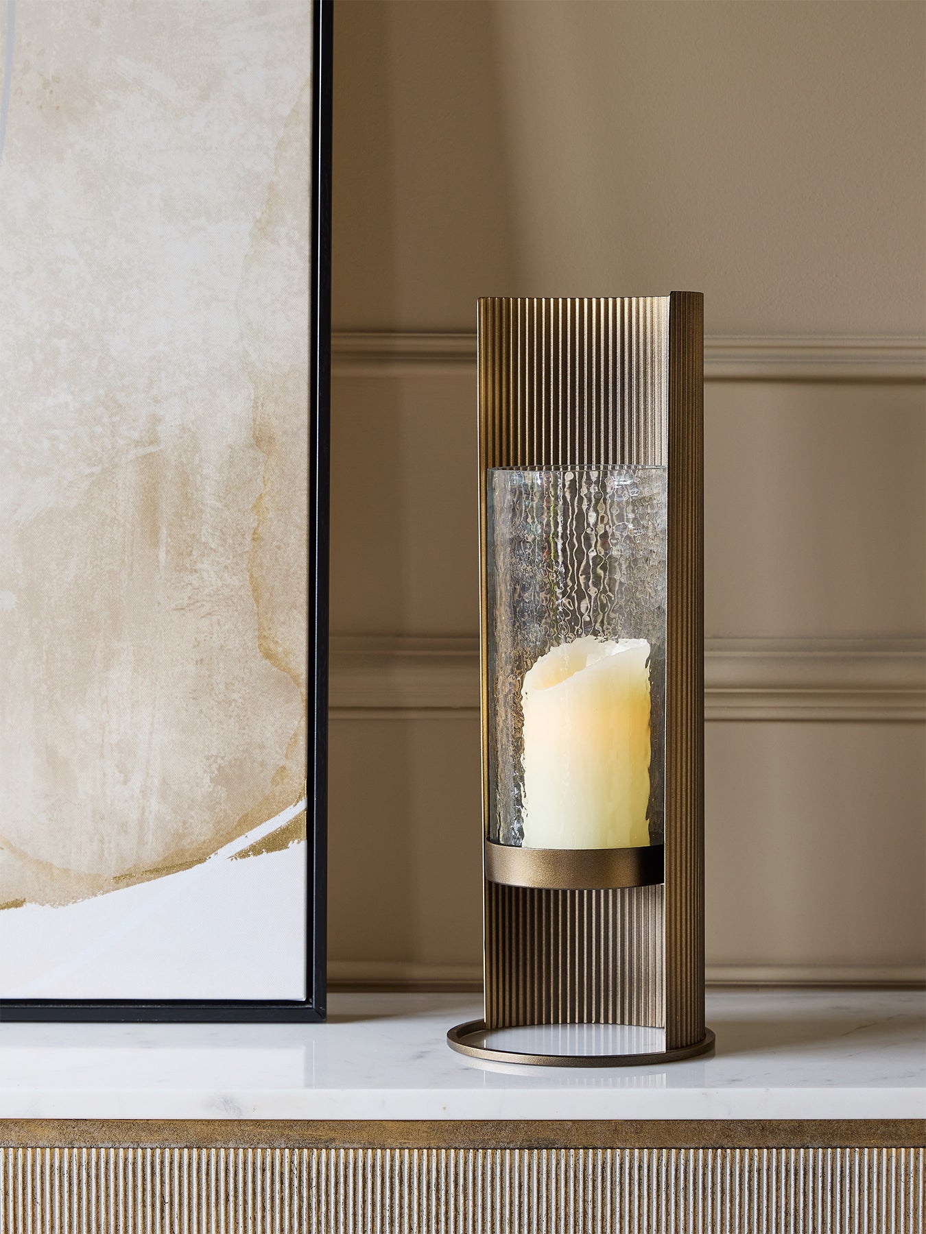 Belvedere Aged Gold Table Hurricane Brown