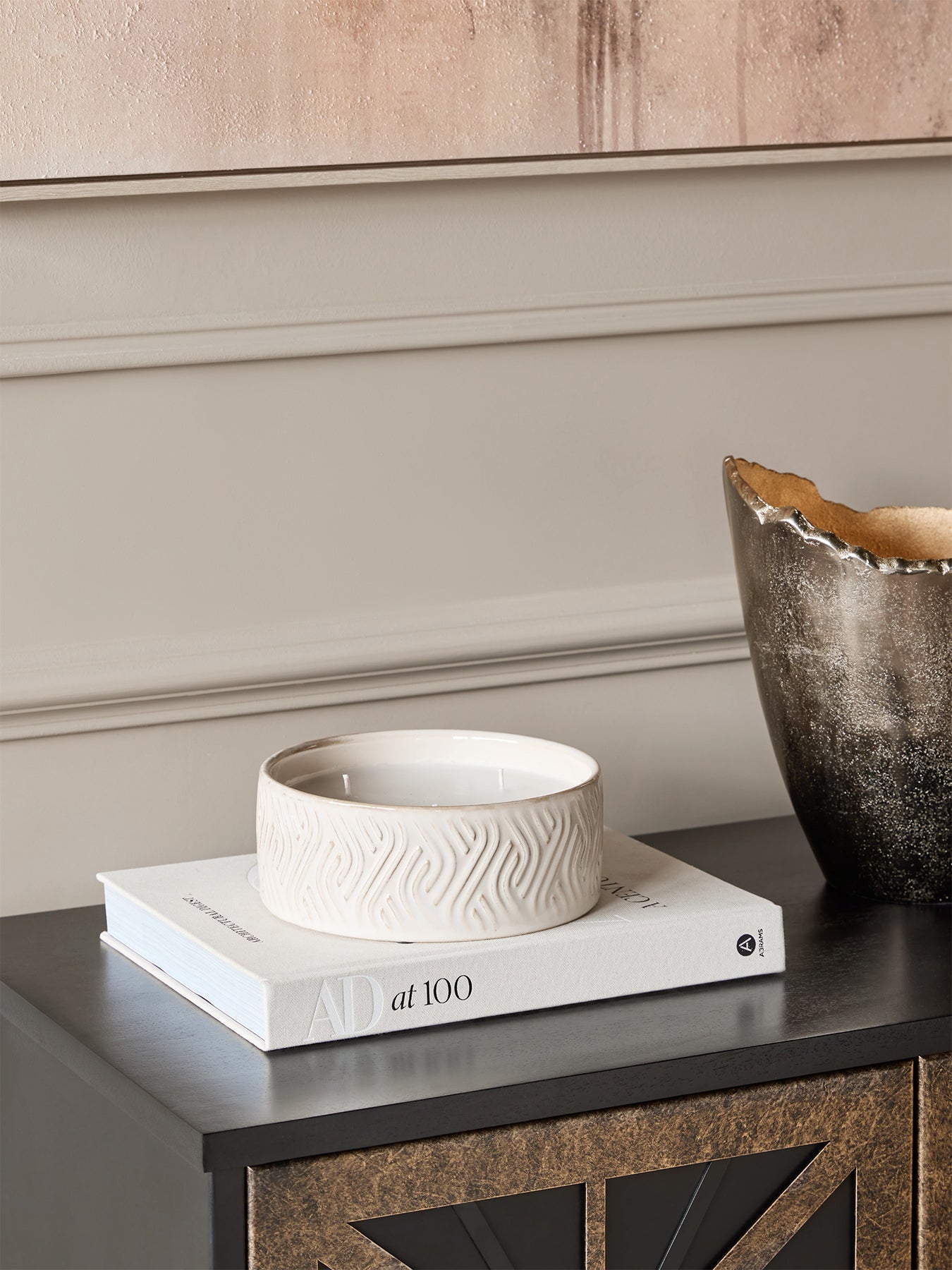 Serena Filled Wax Ceramic Bowl Ivory Cream