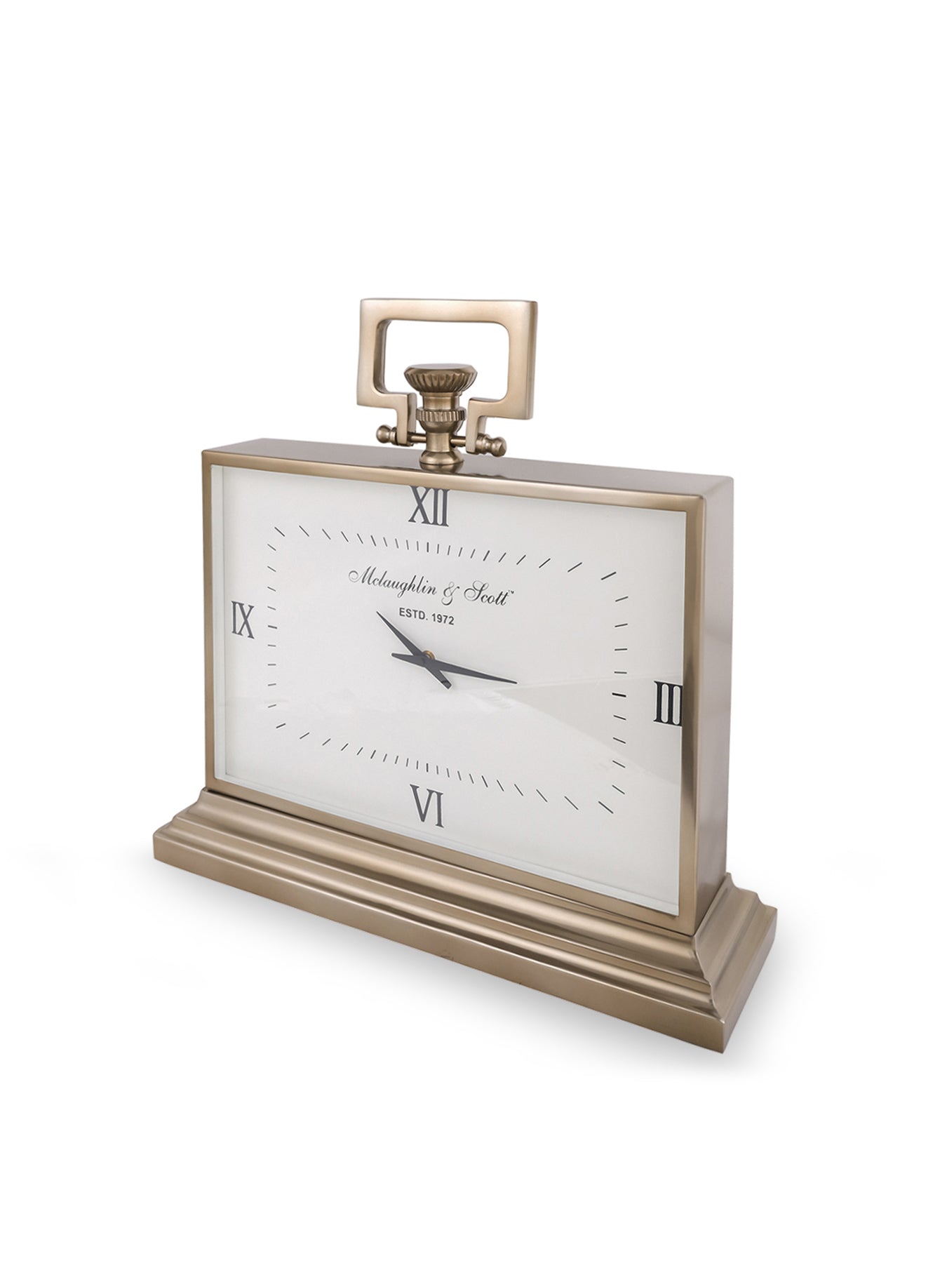 Latham Brass Rectangular Clock Large Beige