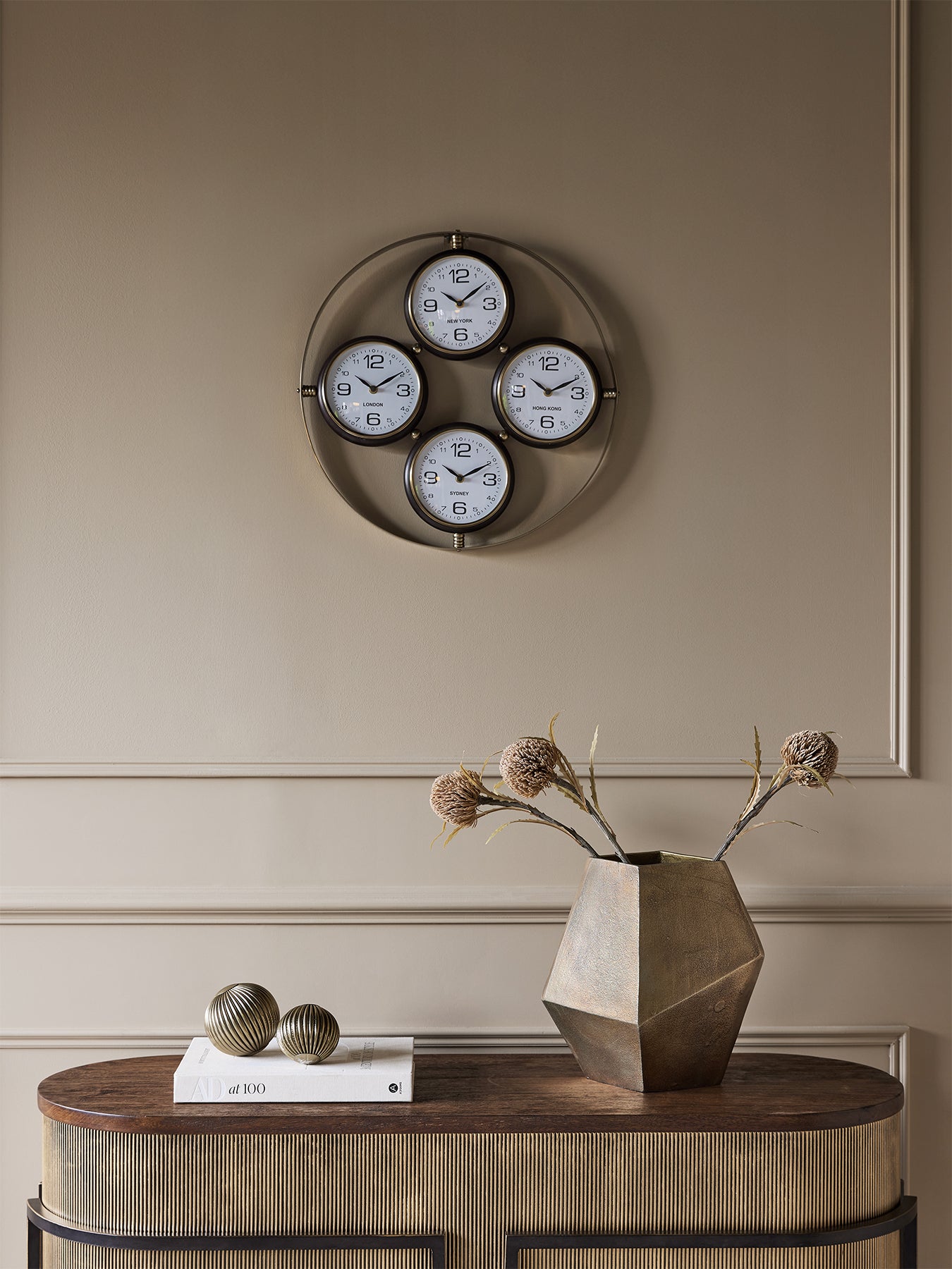 Sterling World City Wall Clock Brown