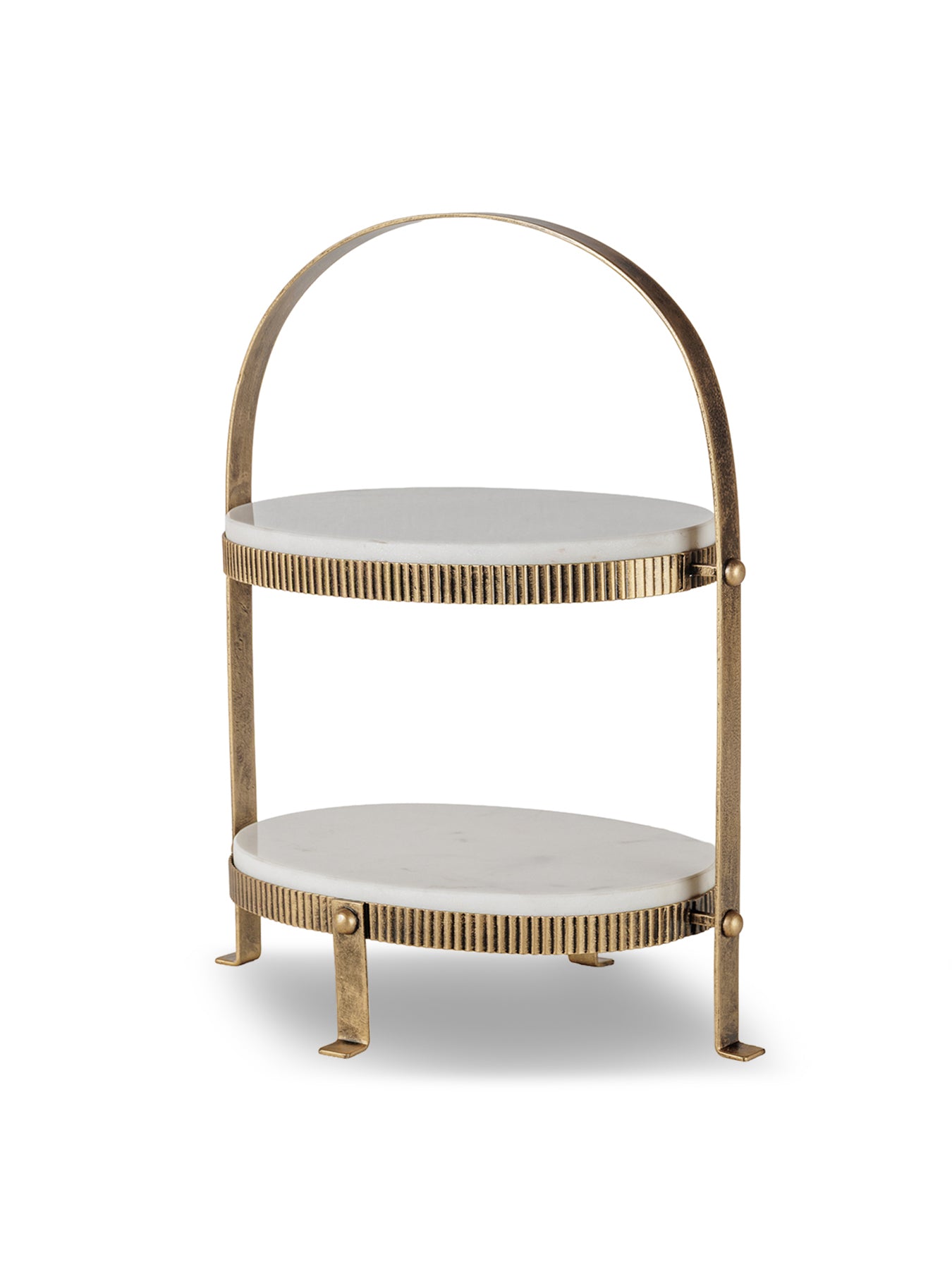 Belvedere Aged Gold Oval Two Tiered Stand Gold