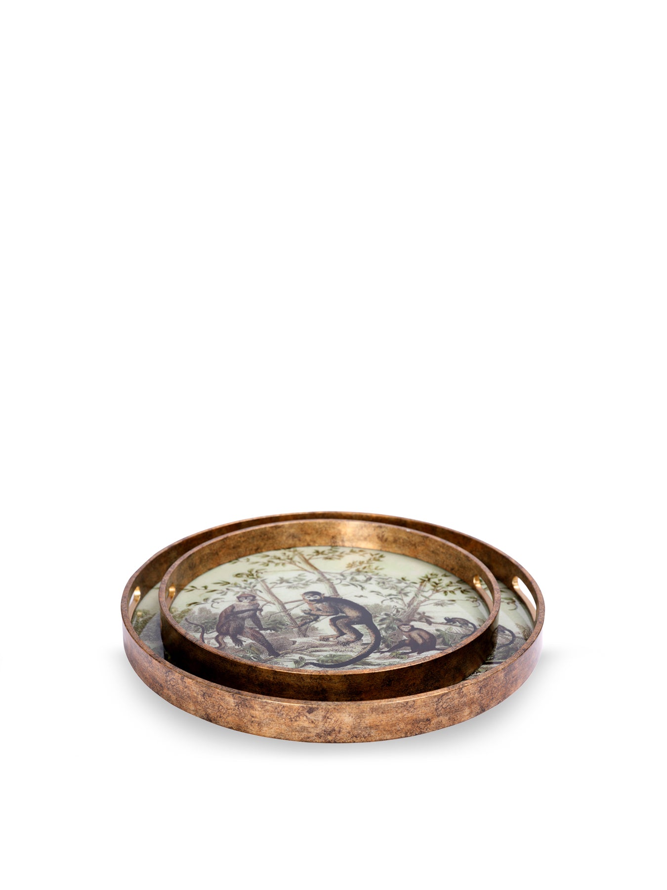 Monkey Jungle Set of Two Trays Gold