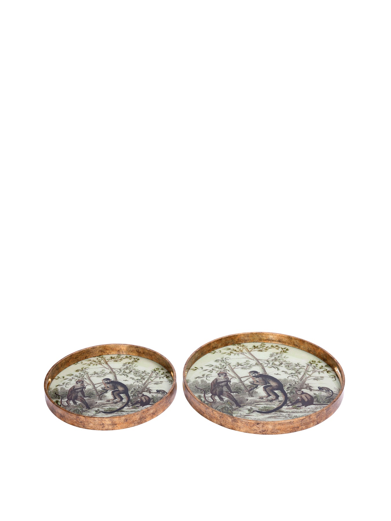 Monkey Jungle Set of Two Trays Gold