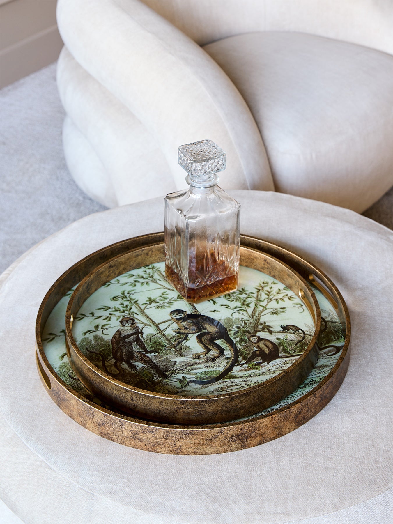 Monkey Jungle Set of Two Trays Gold
