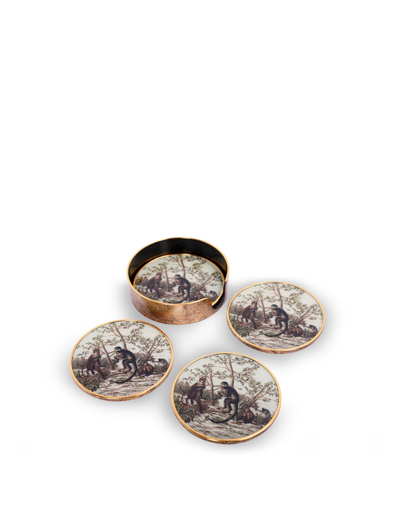 Monkey Jungle Set Coasters Gold