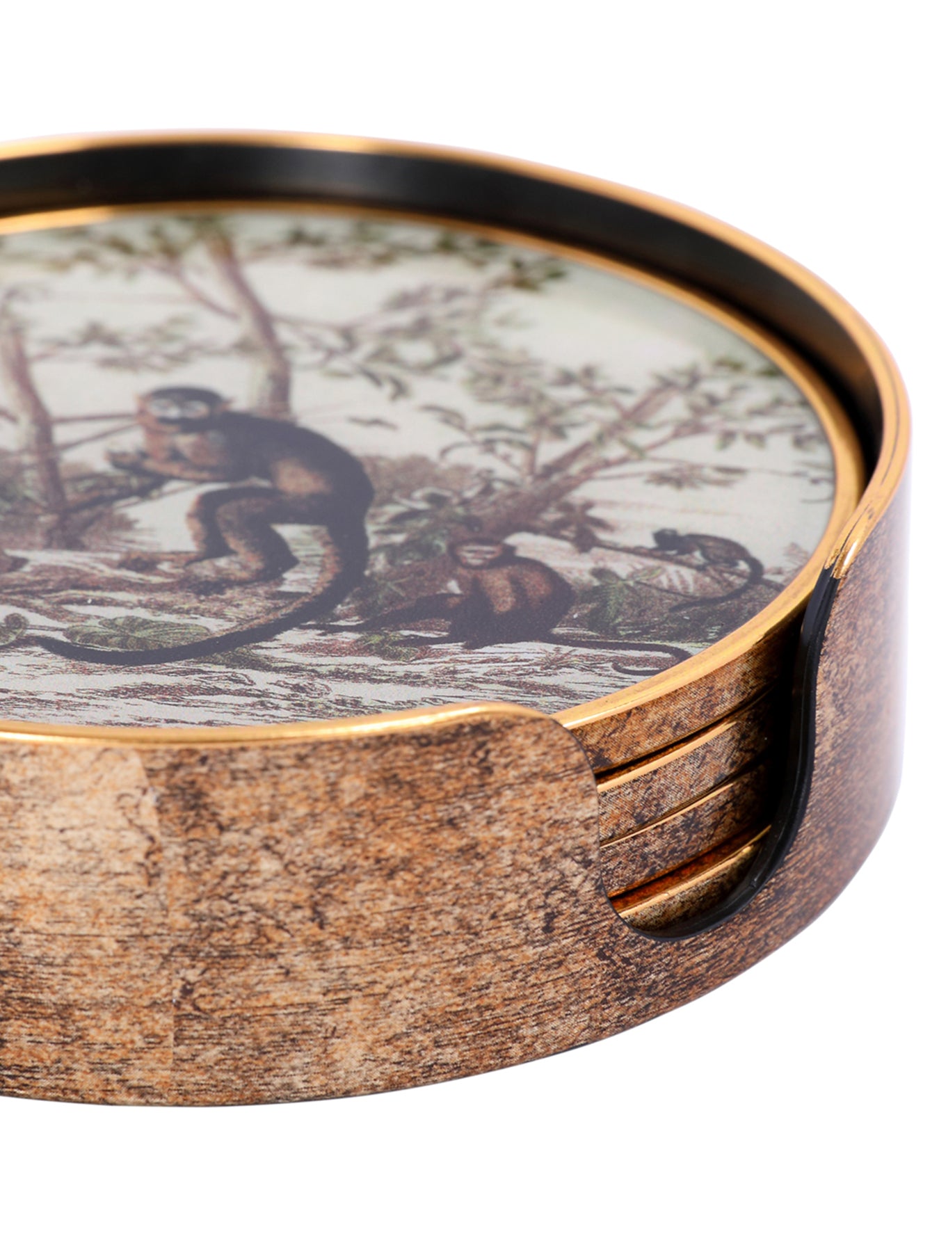 Monkey Jungle Set Coasters Gold