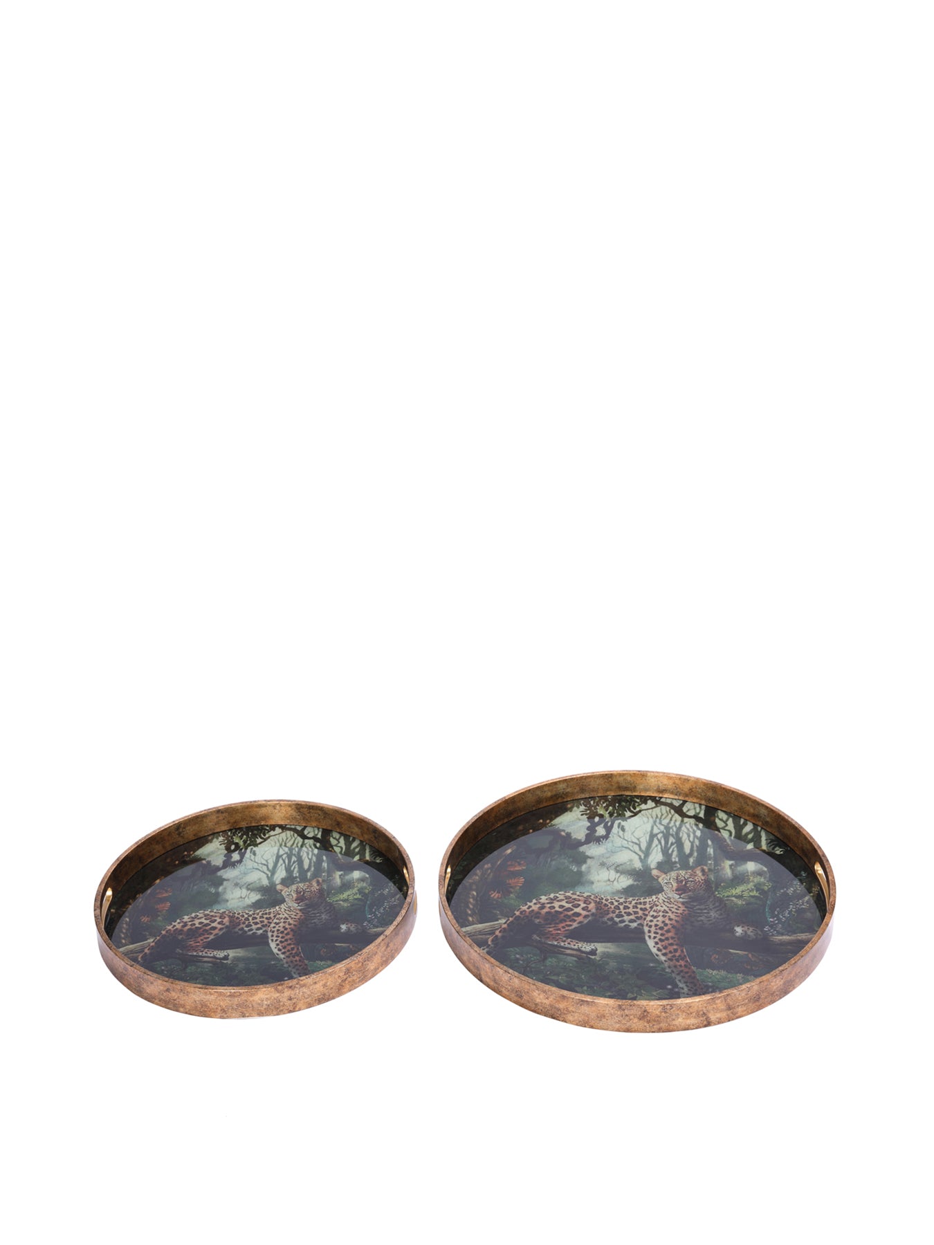 Lounging Leopard Set of Two Trays Gold