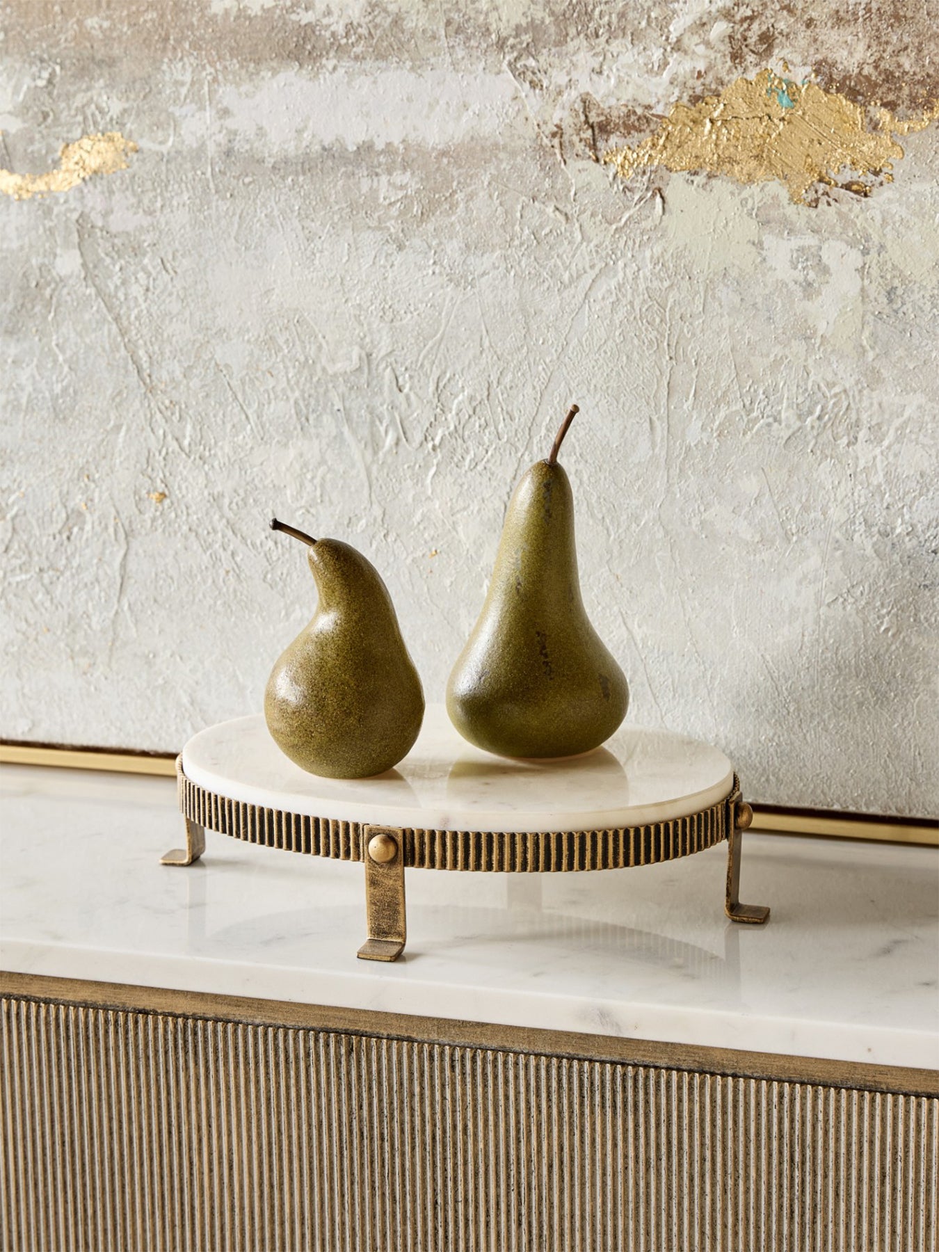 Belvedere Aged Gold Oval One Tiered Stand Gold