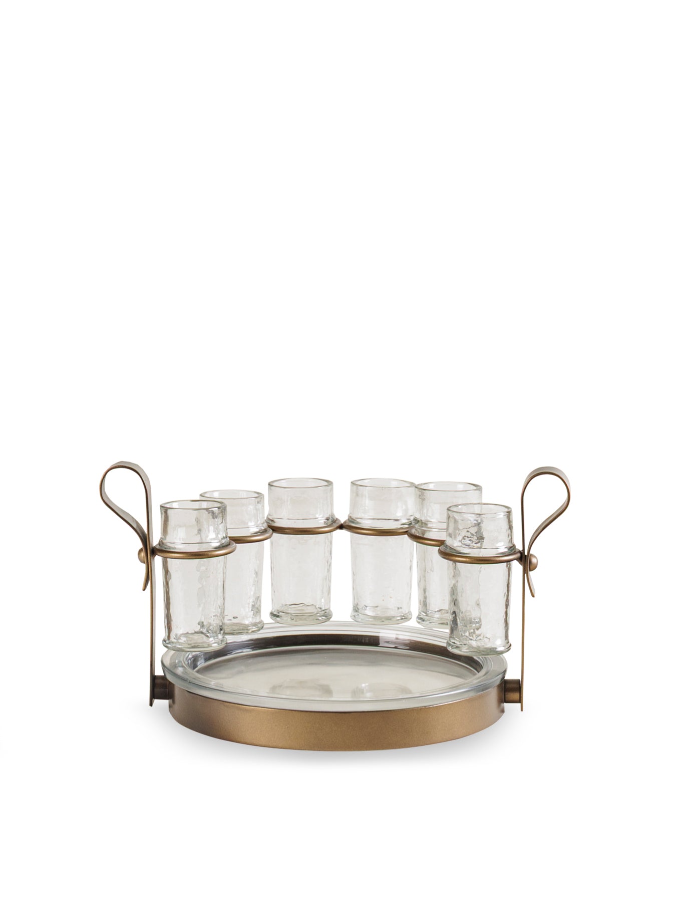 Merida Tequilla Set of 6 Shooter with Serving Tray Gold