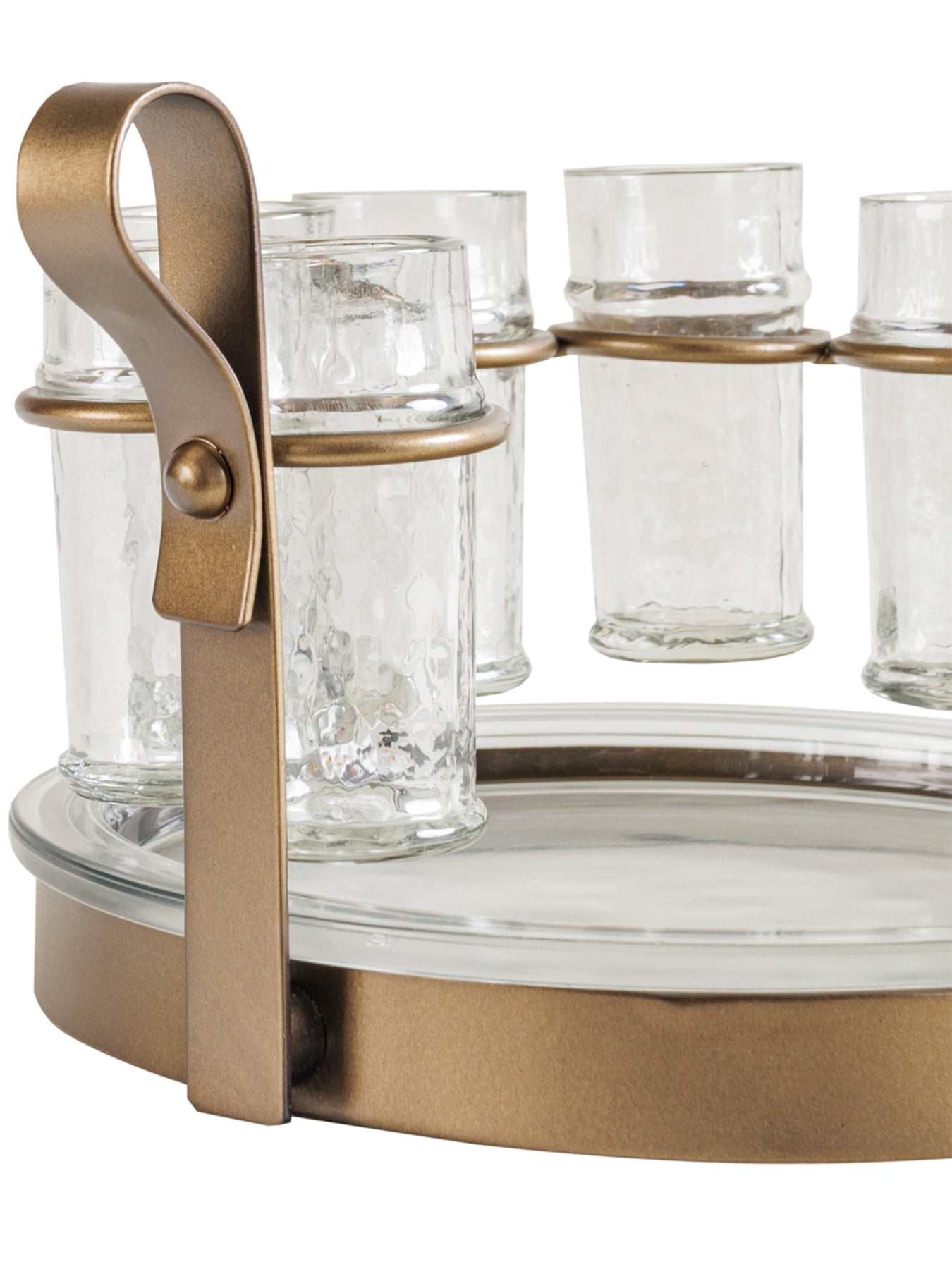 Merida Tequilla Set of 6 Shooter with Serving Tray Gold