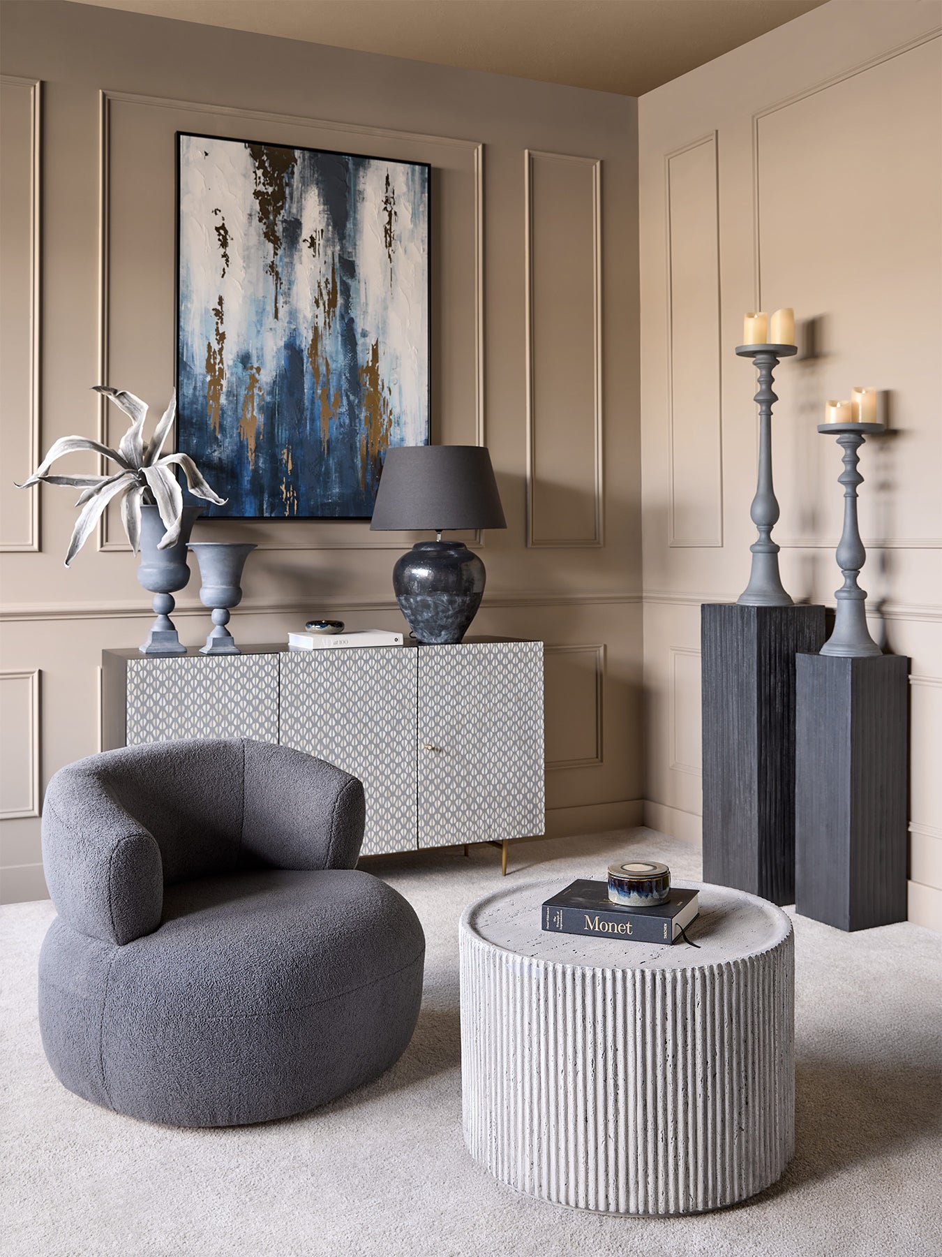 Sienna Wooden Plinth Nested Set Of Two Black