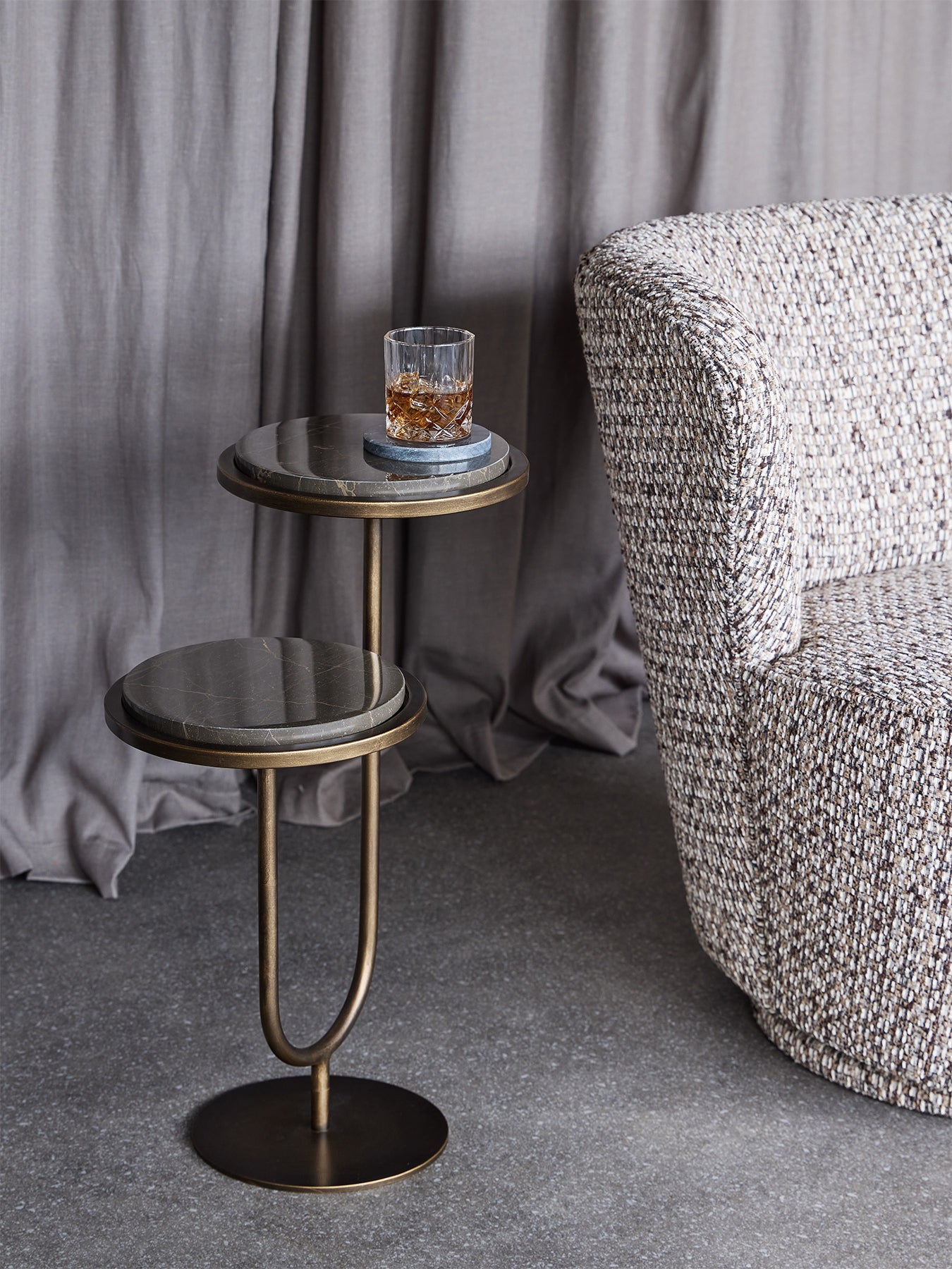 Marco Accent Side Table Royal Gold Marble Gold