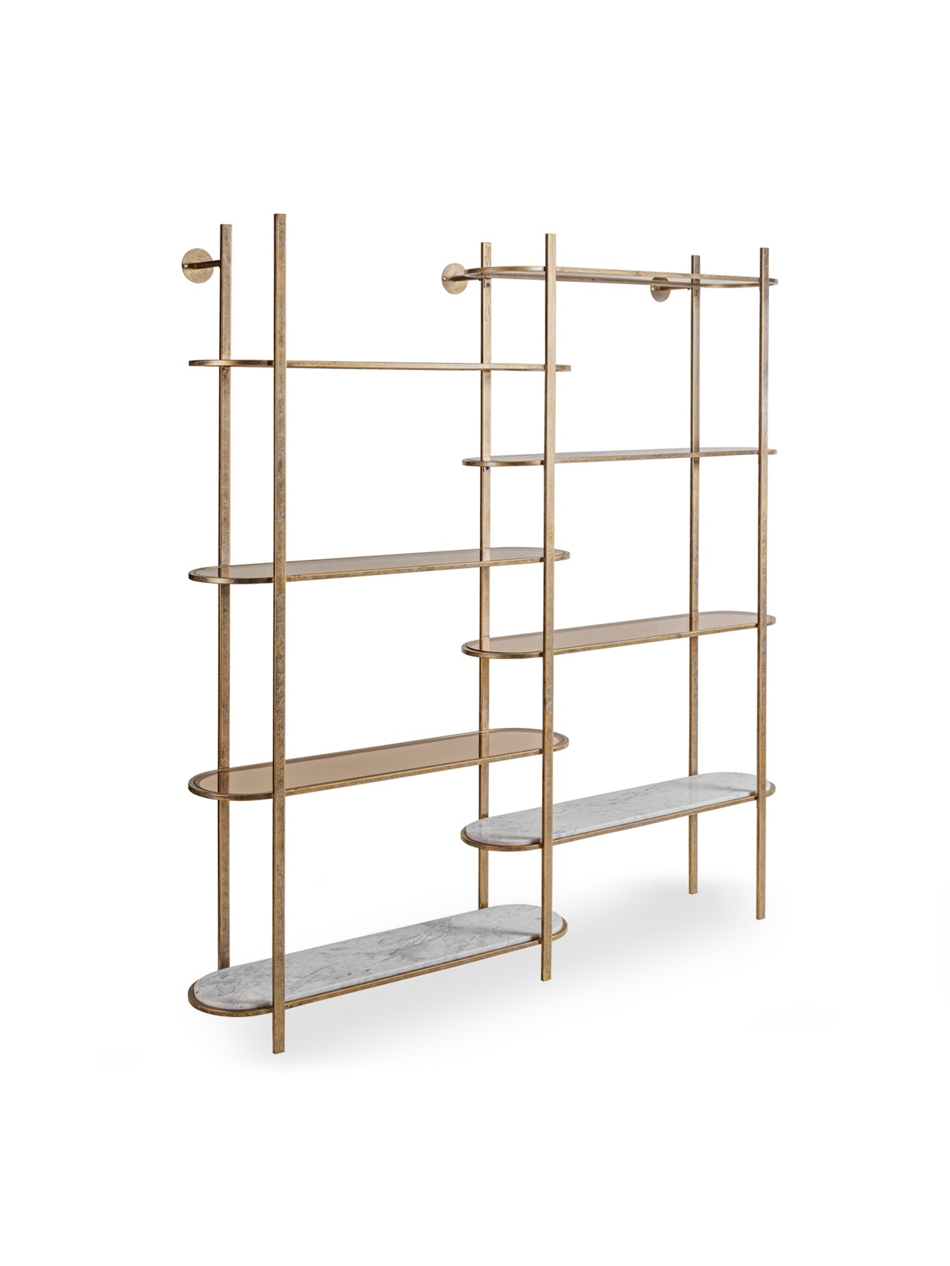 Belvedere Aged Gold Shelving Unit Gold