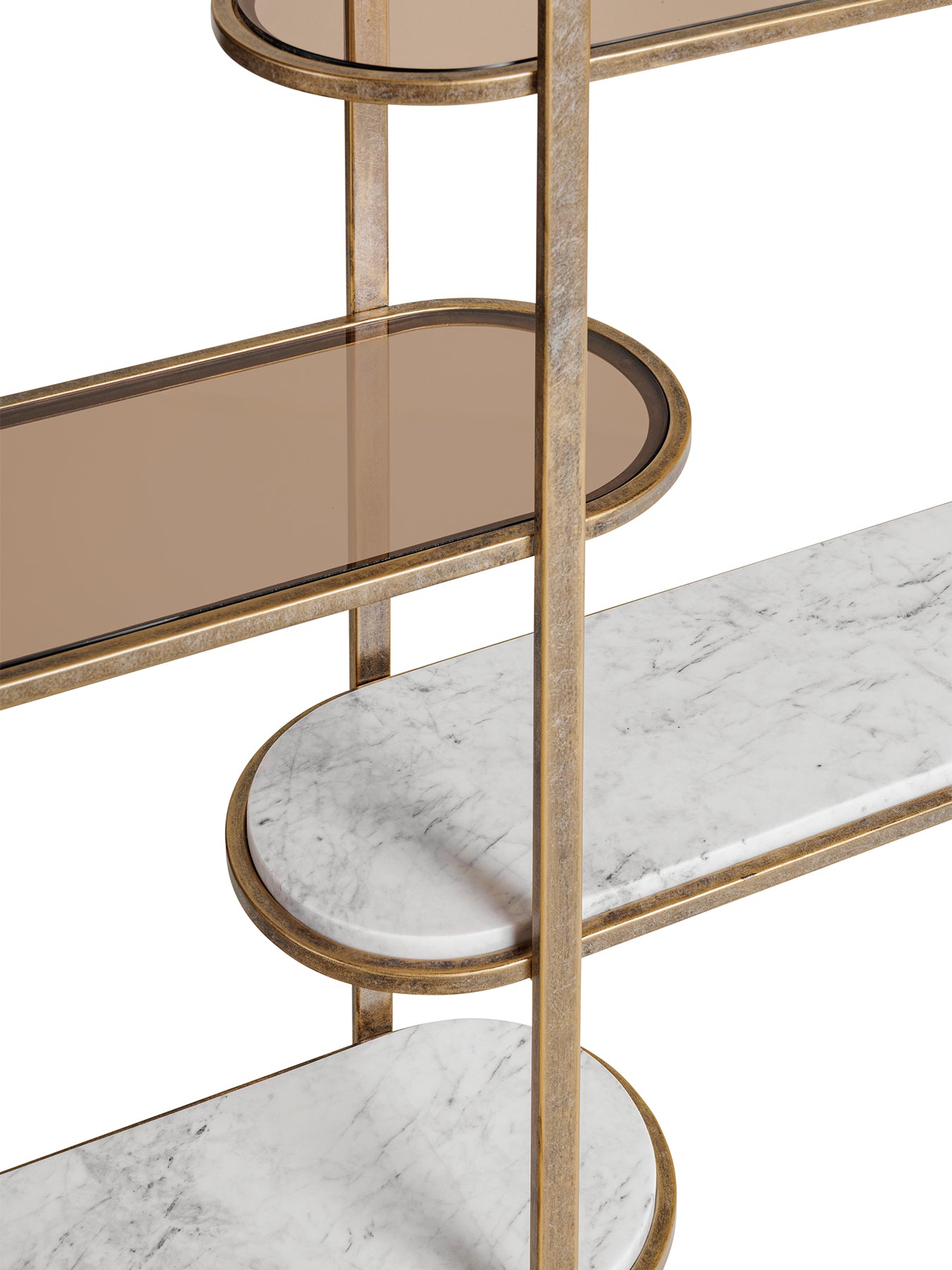 Belvedere Aged Gold Shelving Unit Gold