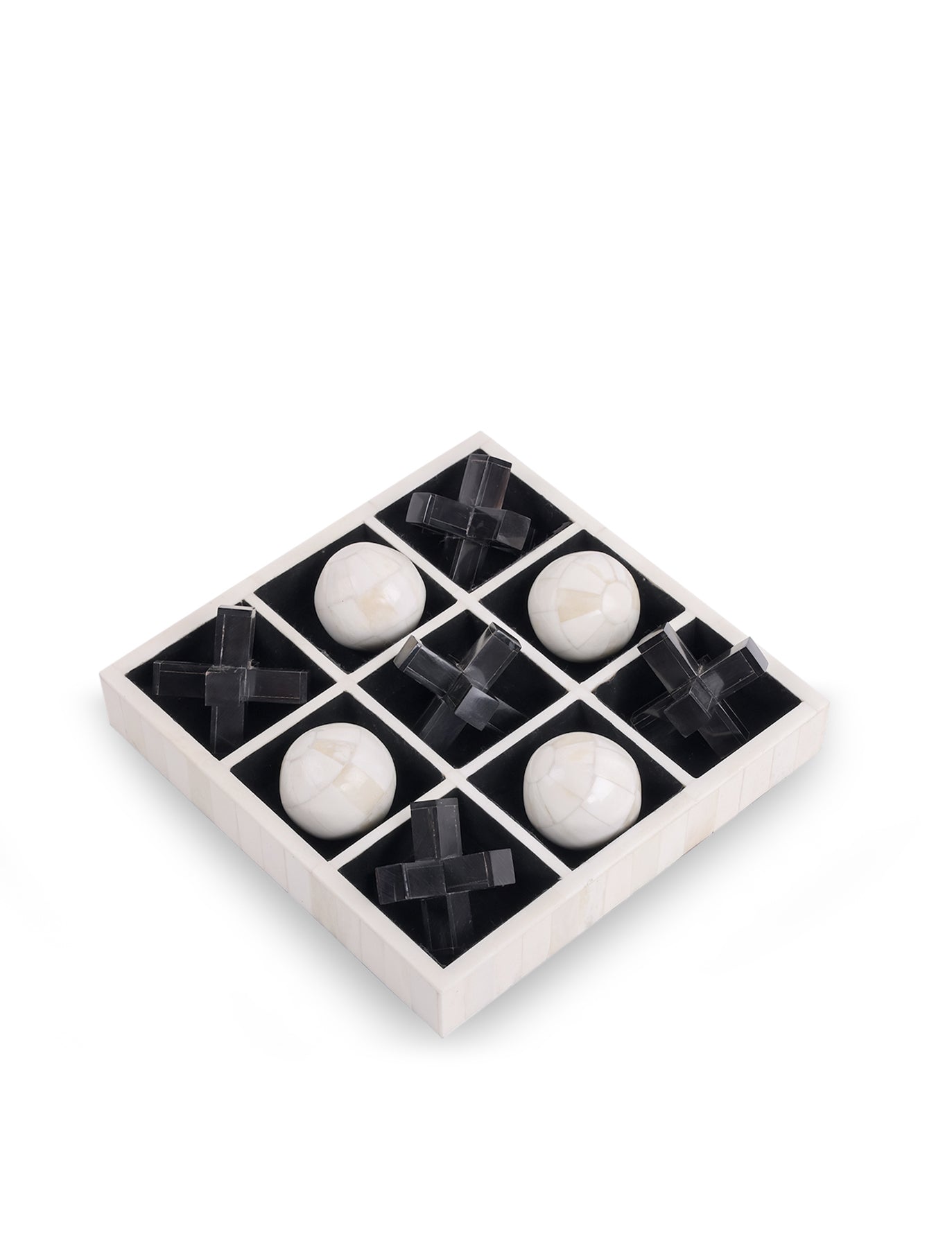 Farnham Off White and Black Bone Horn Inlay Noughts and Crosses Black