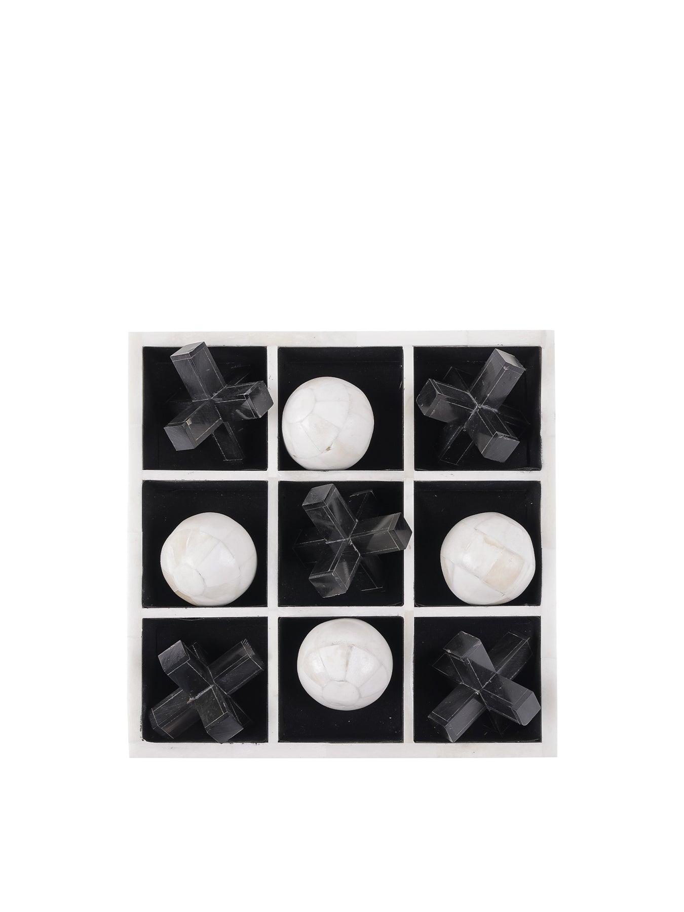 Farnham Off White and Black Bone Horn Inlay Noughts and Crosses Black
