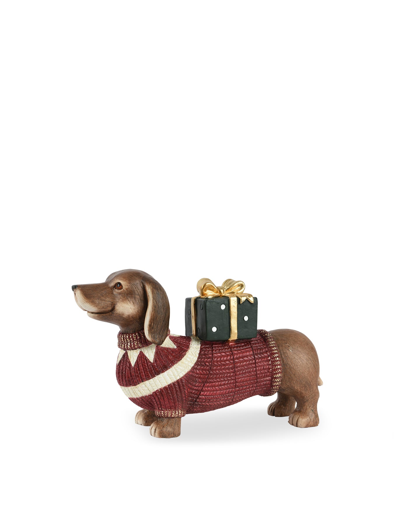 Dog With Gift Box Christmas Ornament Red