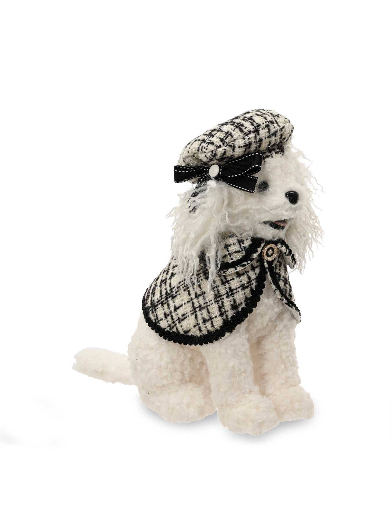 Faux Fur Christmas Dog Decoration Cream