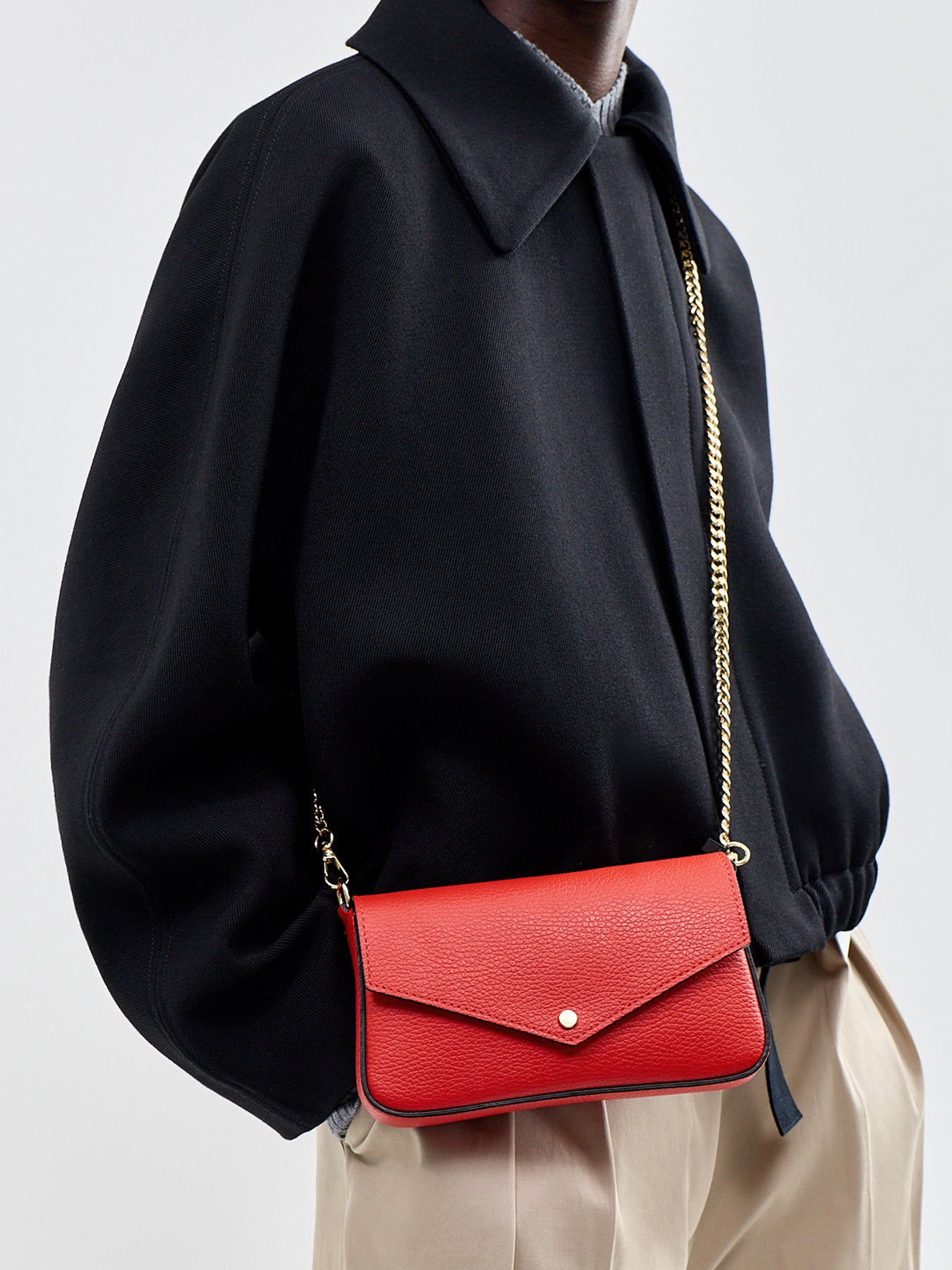 Munro Leather Shoulder Bag Red