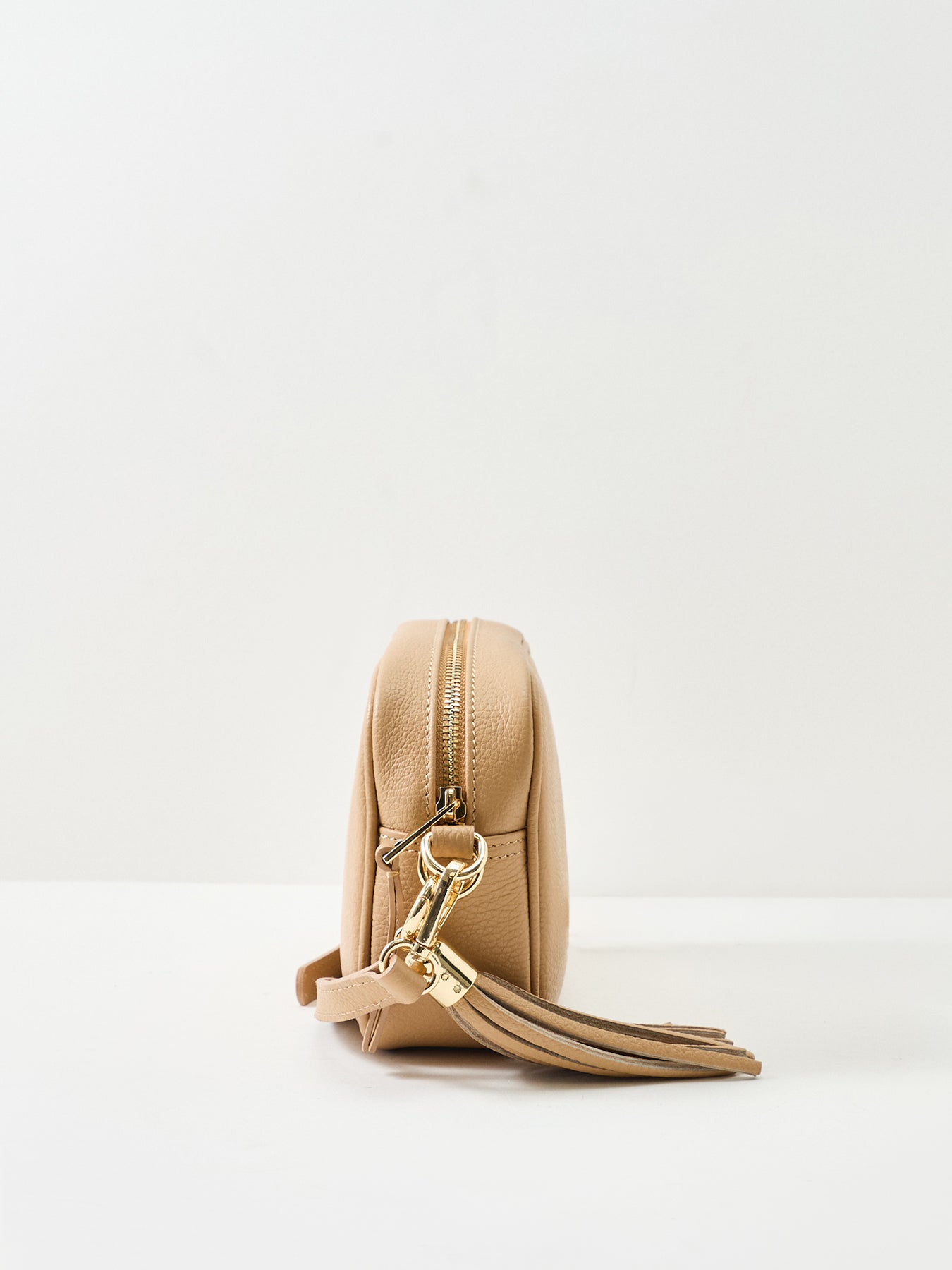 Tassel Tan Leather Crossbody Bag