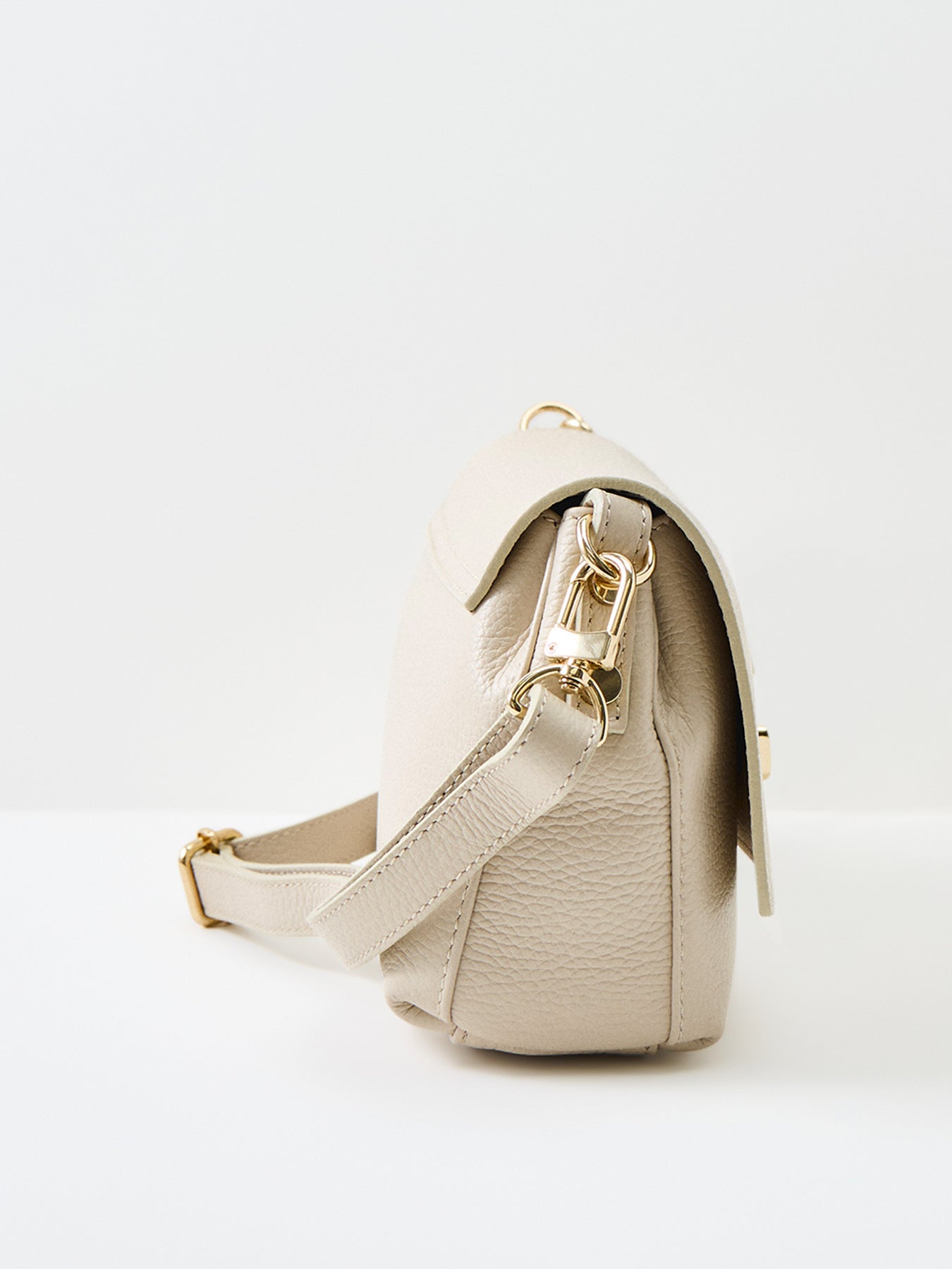 Maisie Midi Leather Shoulder Bag White