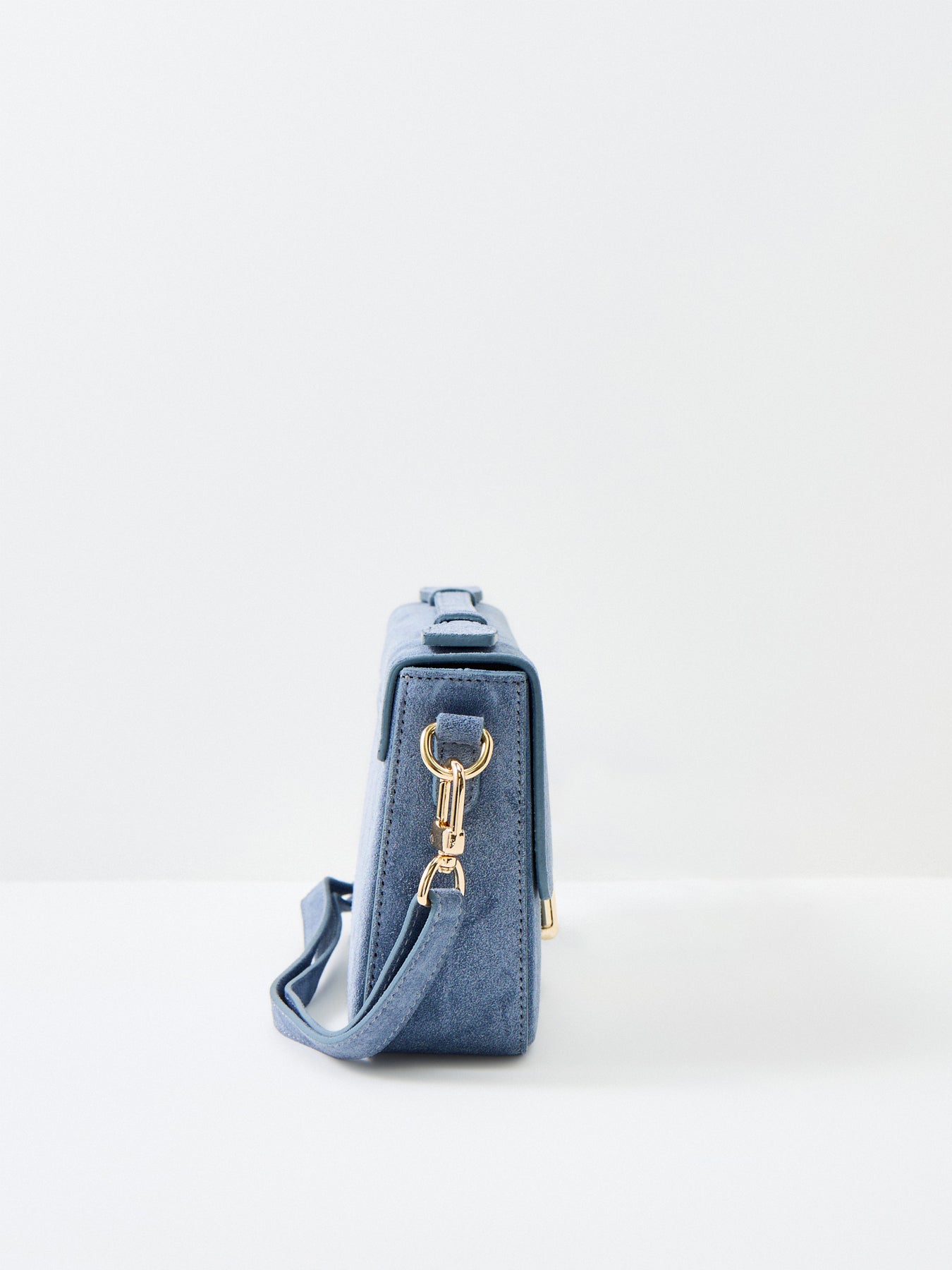 Flora Suede Top Handle Crossbody Bag Blue