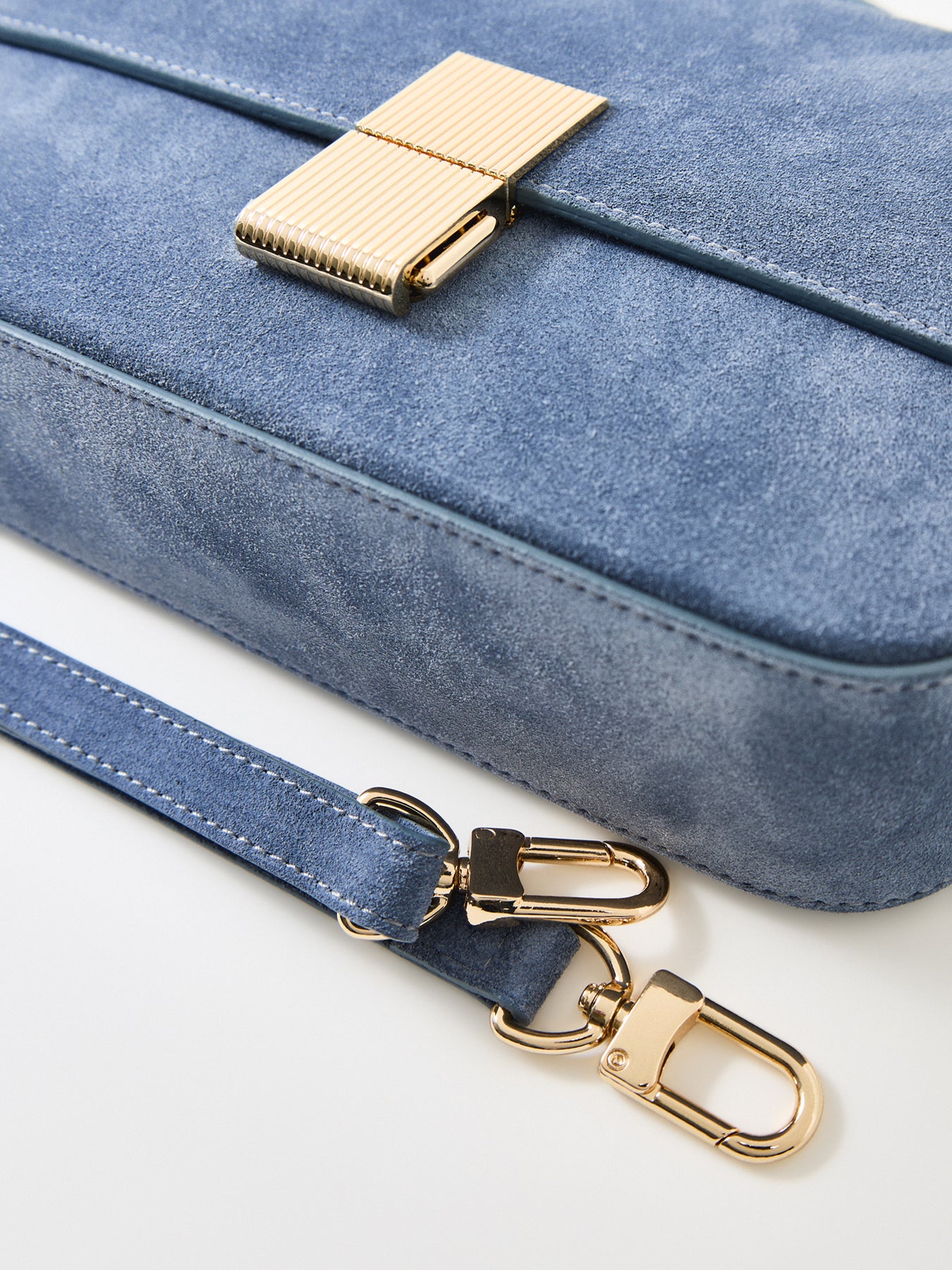 Flora Suede Top Handle Crossbody Bag Blue