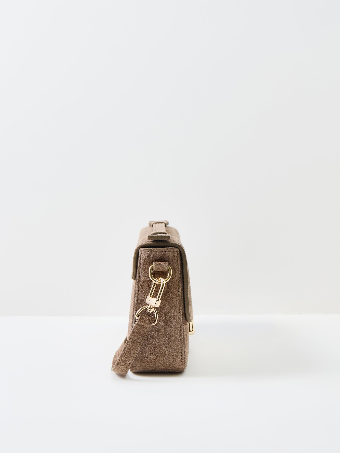Flora Suede Top Handle Crossbody Bag Mink