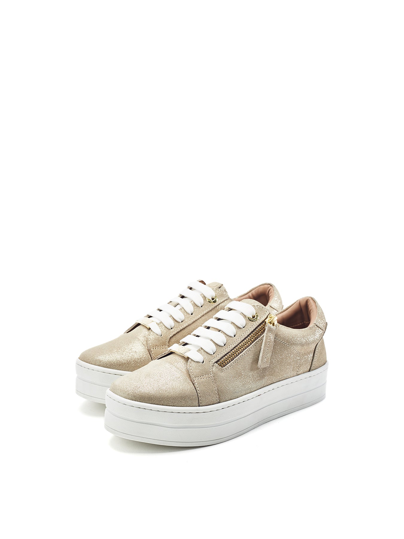 Abbee Leather Trainers Gold
