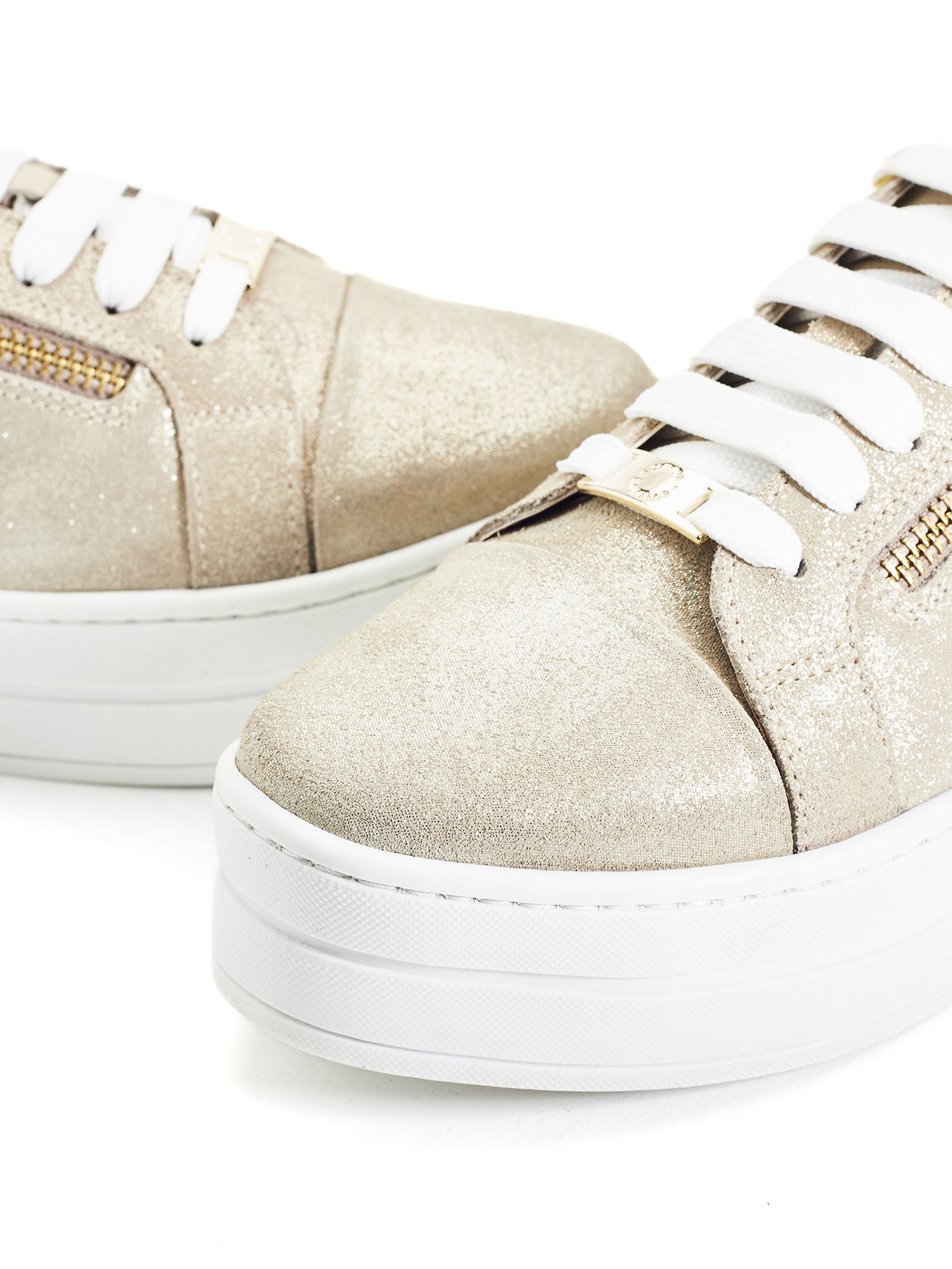 Abbee Leather Trainers Gold