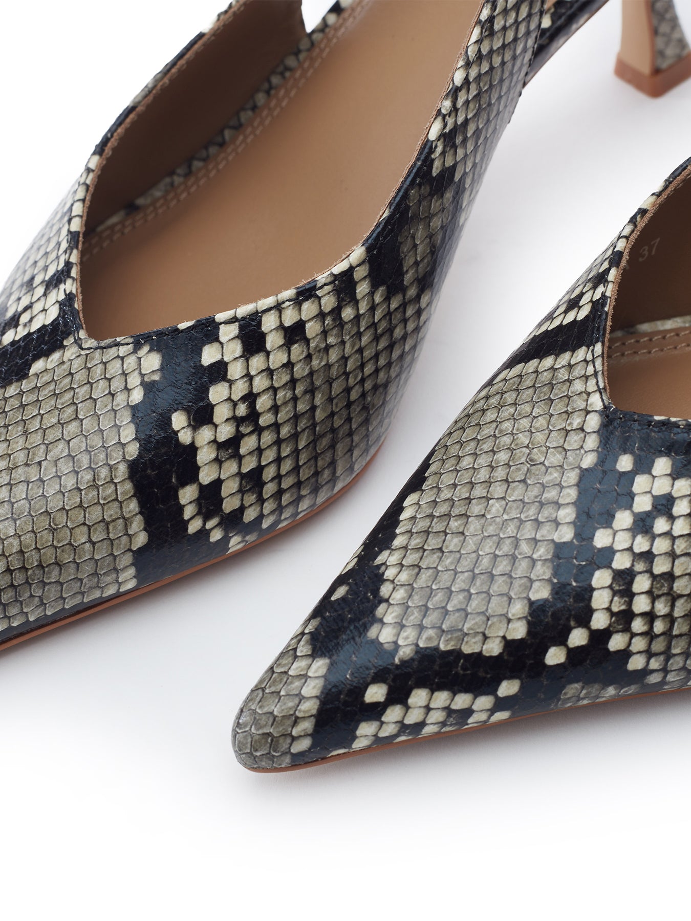 Gallia High Heel Court Shoes Snake-Skin Print