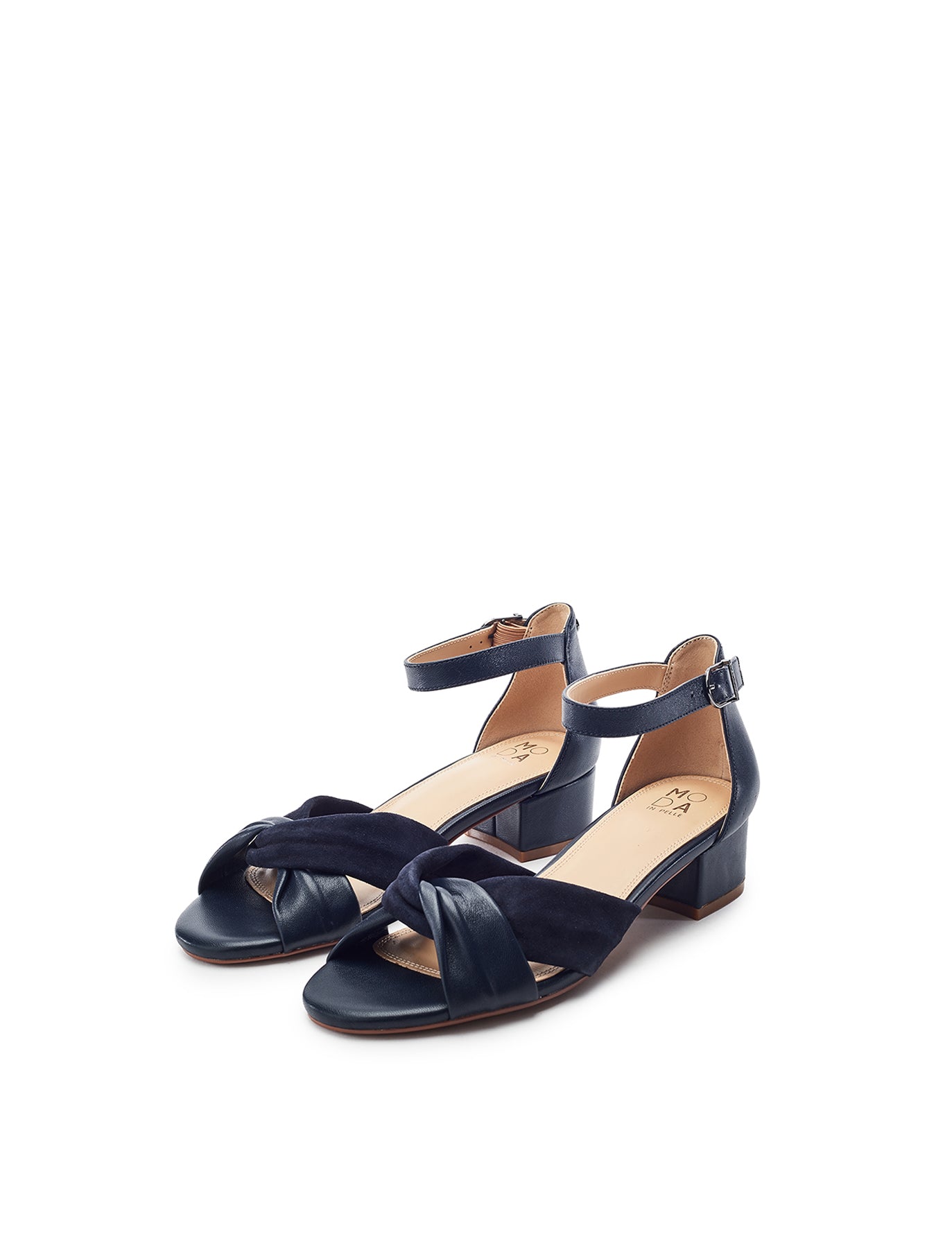 Macadima Block Heel Sandals Navy