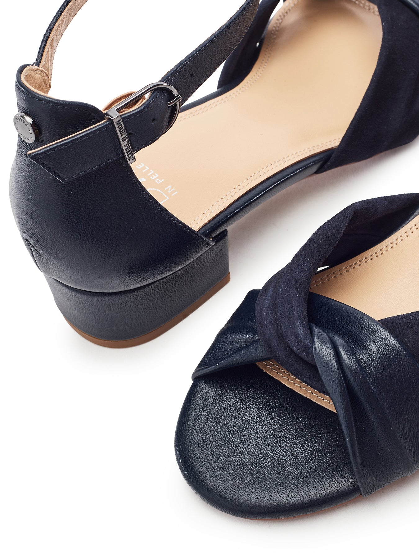Macadima Block Heel Sandals Navy