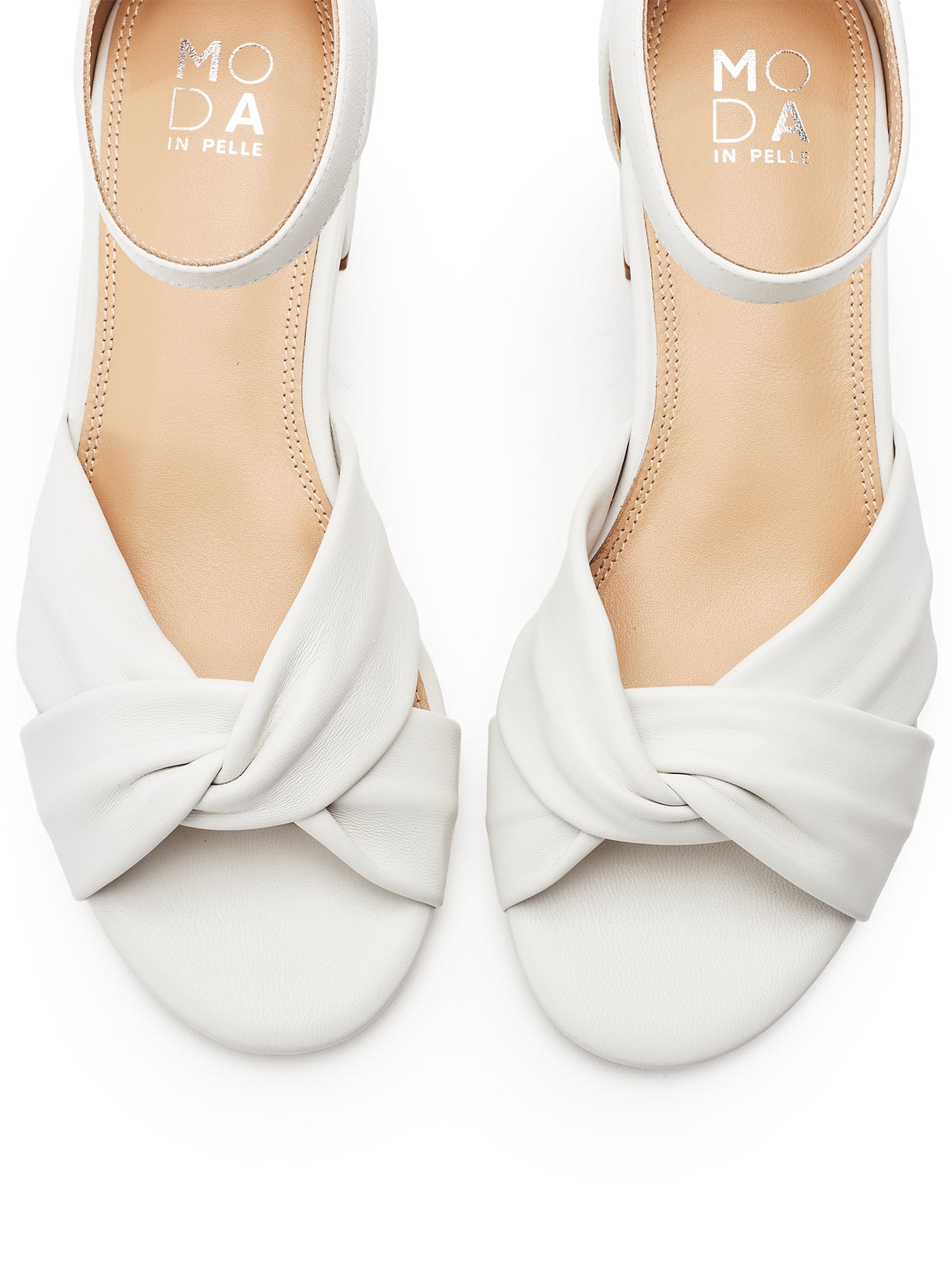 Macadima Block Heel Sandals White