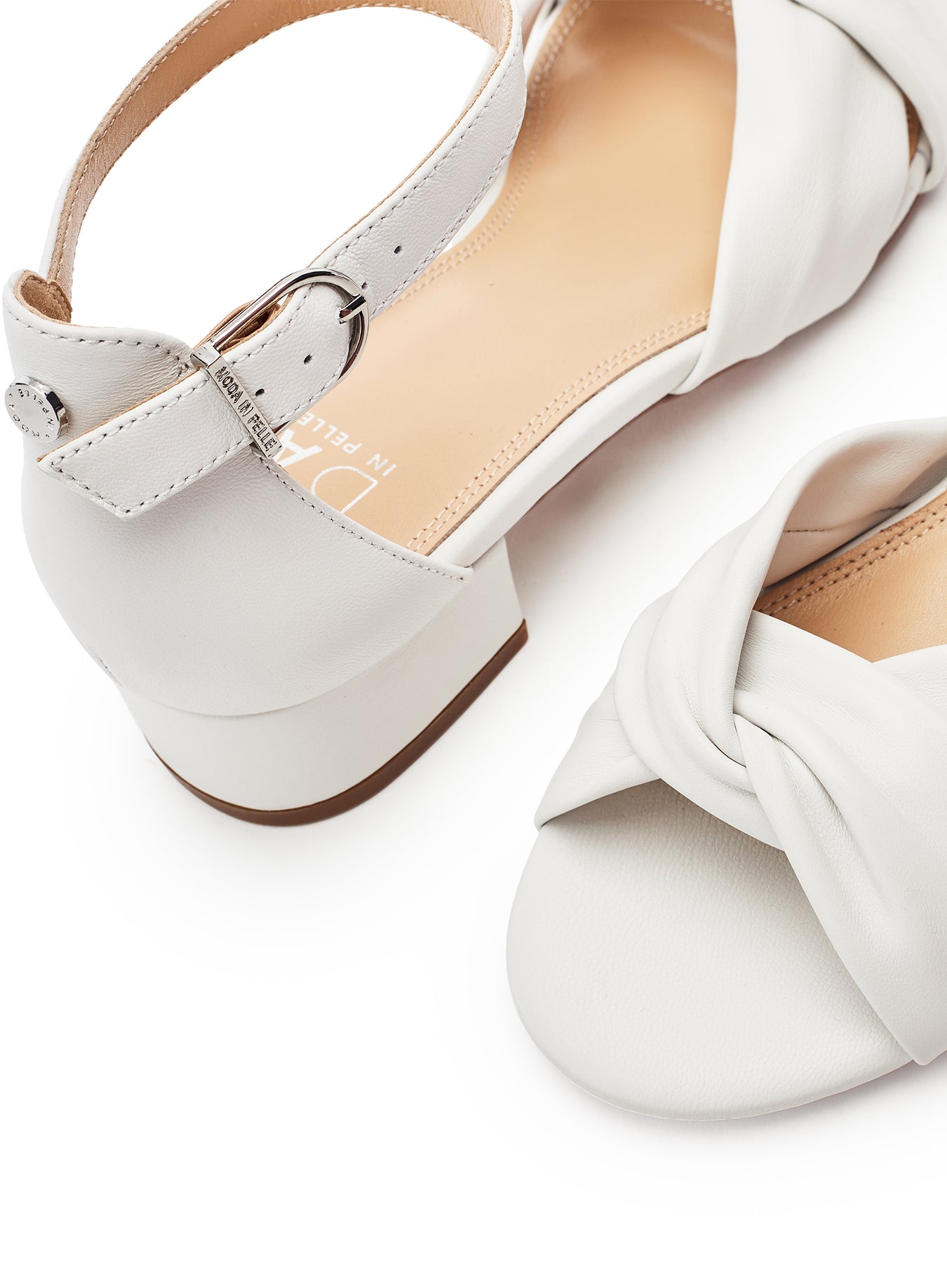 Macadima Block Heel Sandals White