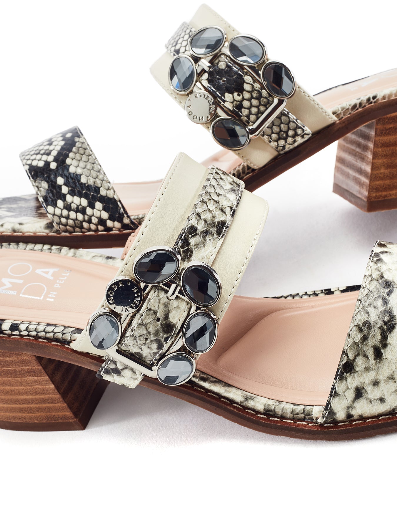 Mallorie Block Heel Sandals Snake Skin Print