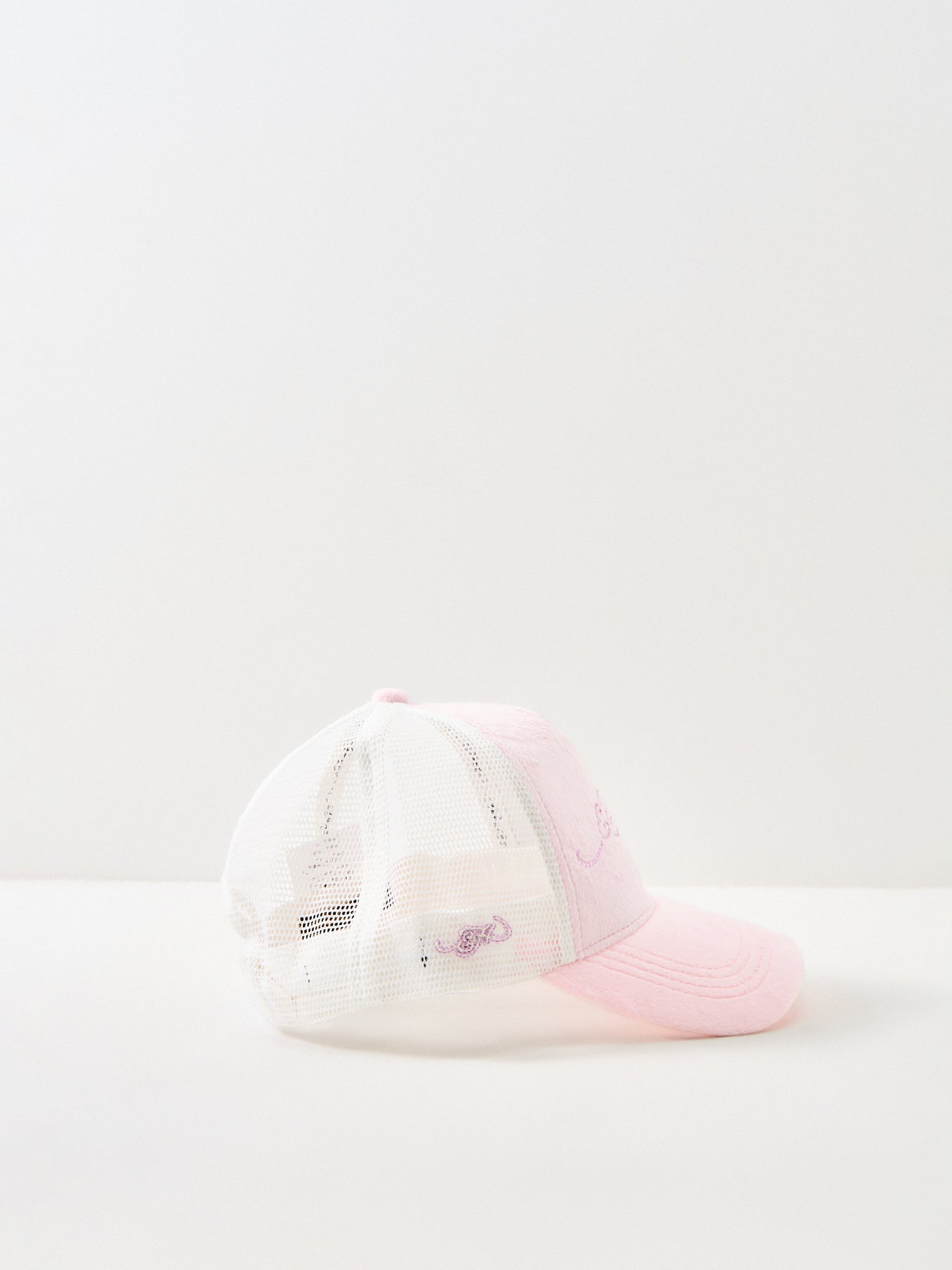 Diamante Velour 5 Panel Trucker Cap Pink