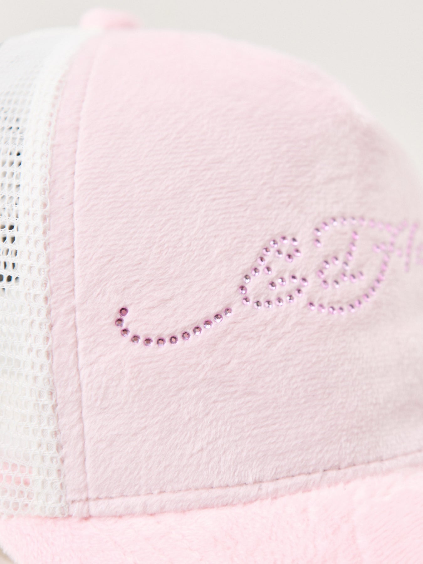 Diamante Velour 5 Panel Trucker Cap Pink