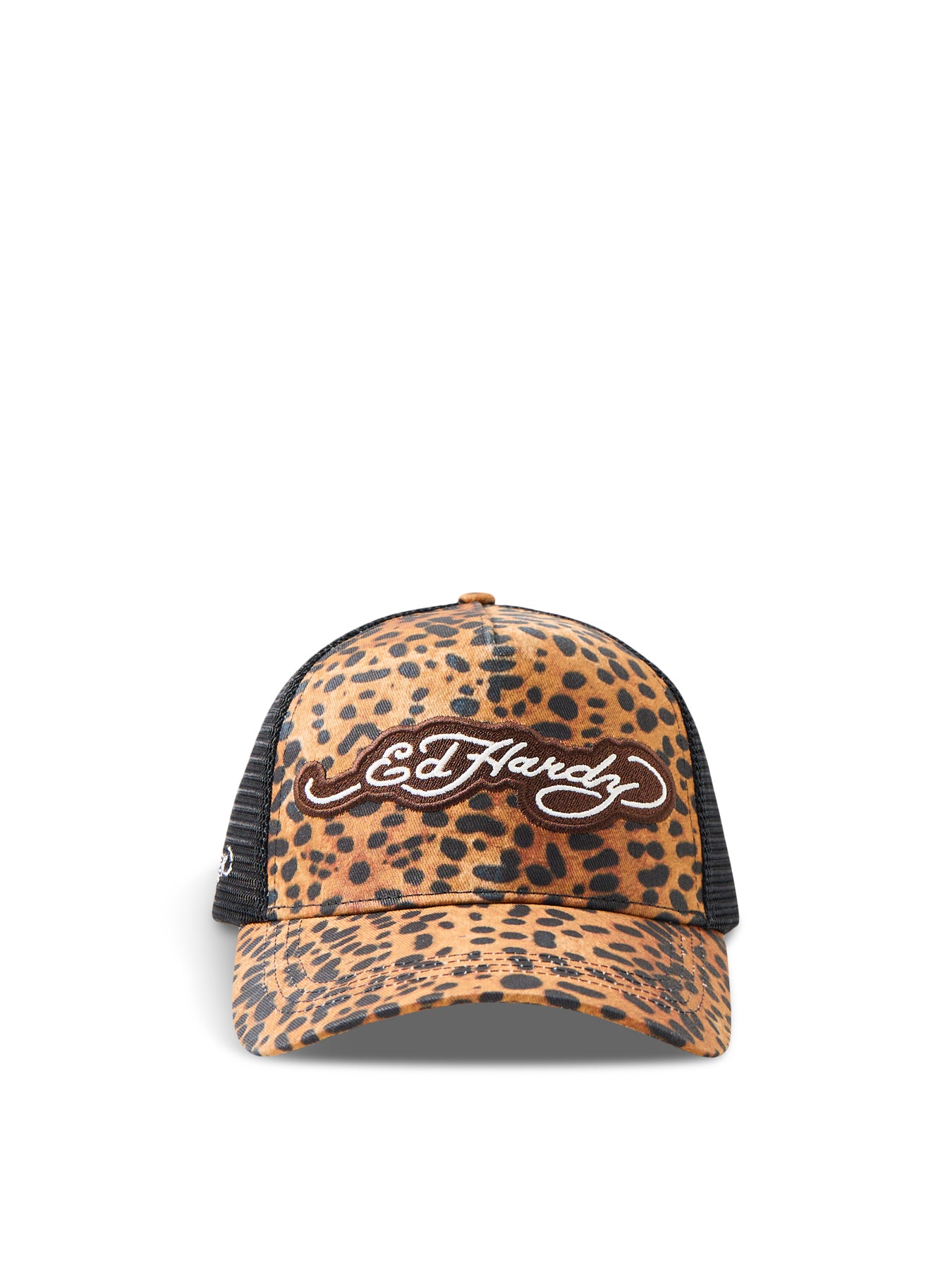 Leopard Print 5 Panel Trucker Cap Brown