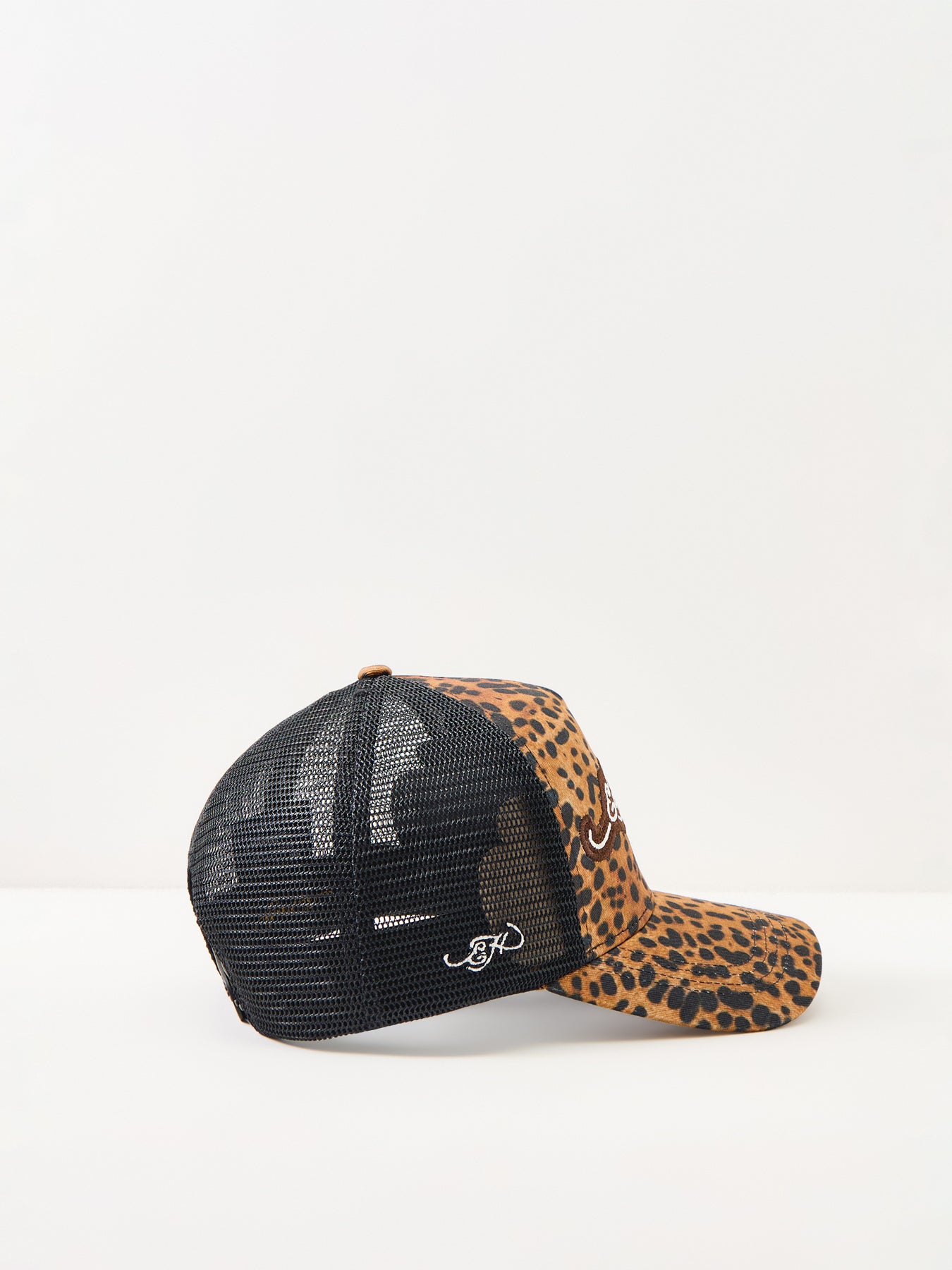 Leopard Print 5 Panel Trucker Cap Brown