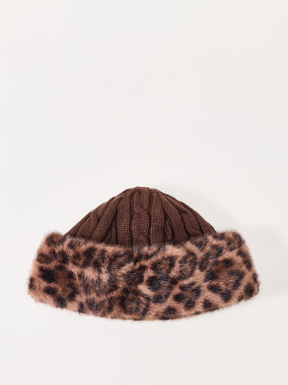 Fur Cable Wool Blend Bucket Hat - Print Brown