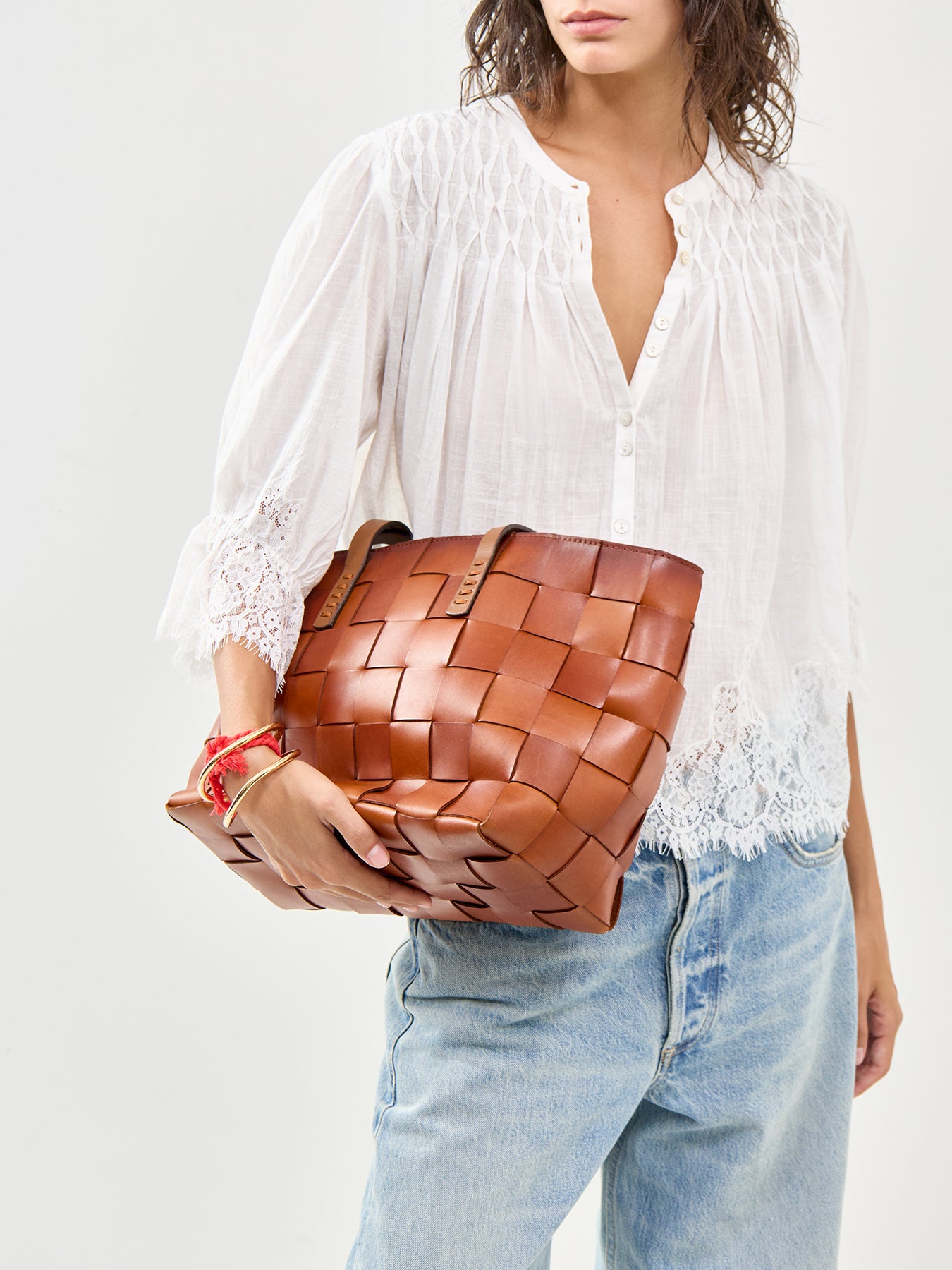 Japan Suede Box Weave Basket Tan
