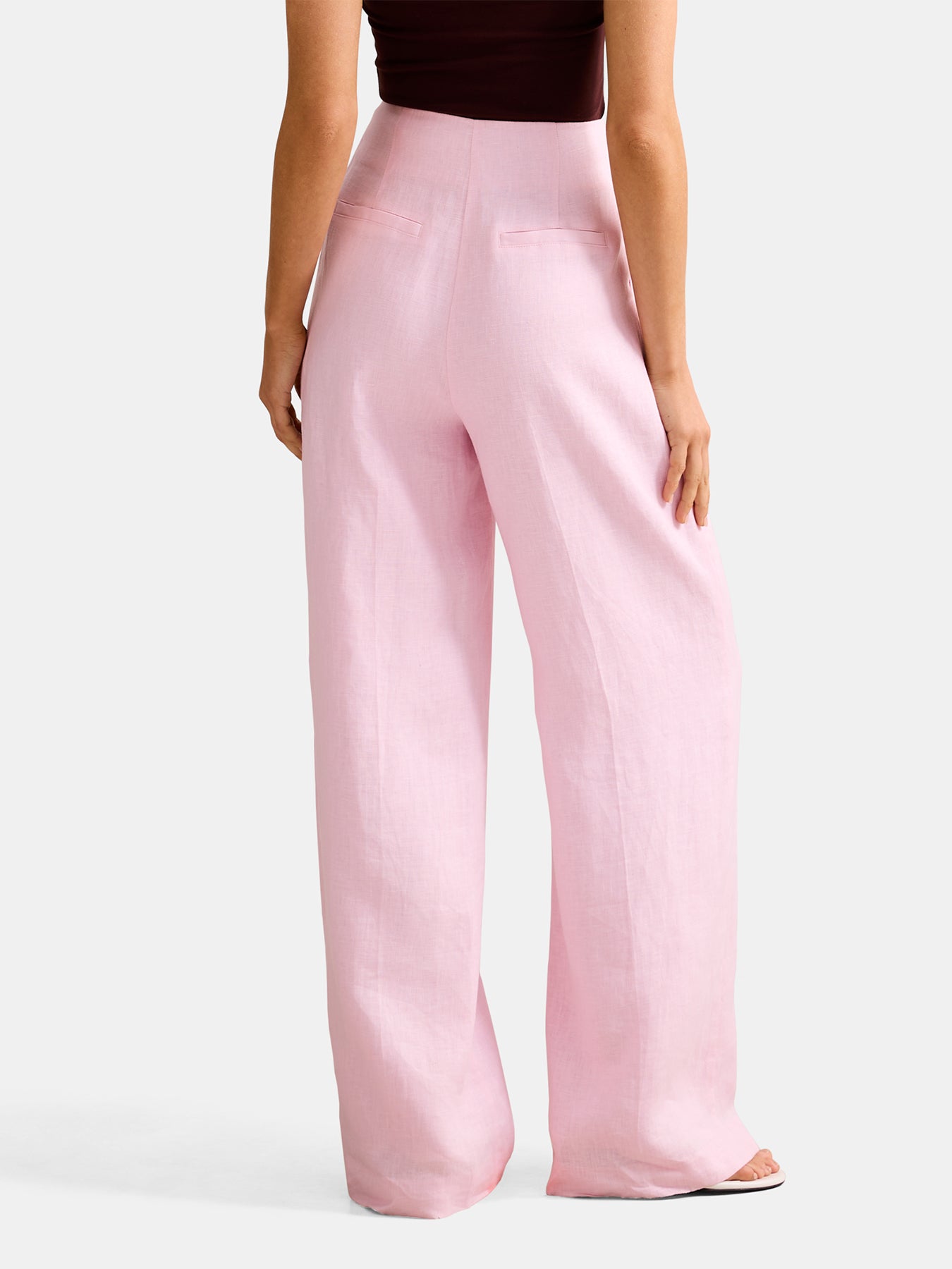 Posey Linen Wide Leg Trousers Pink