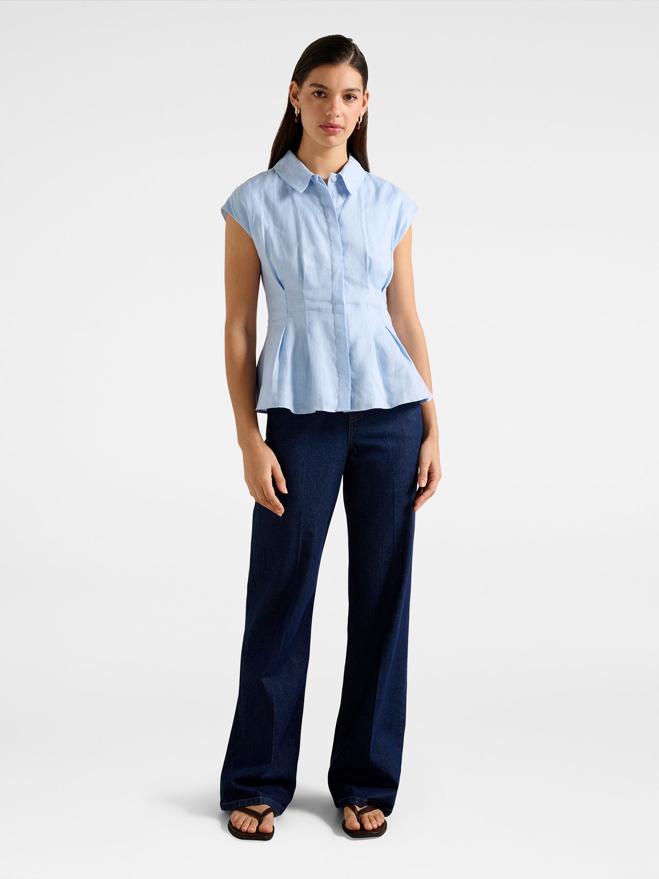 Carina Pleated Shirt Blue